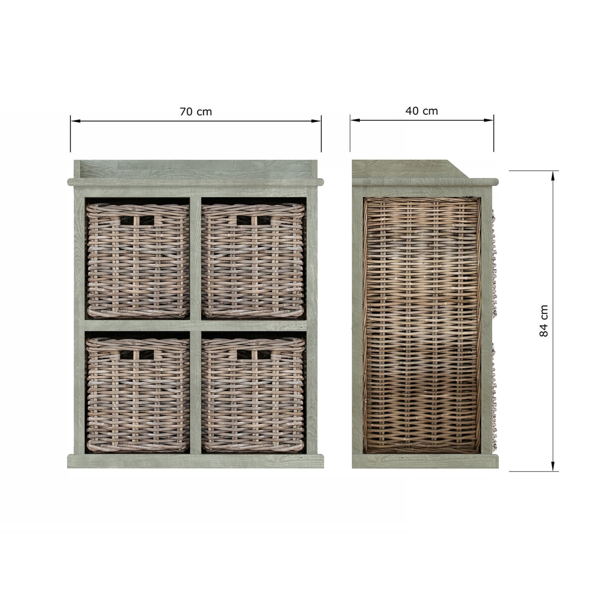 Washed Rattan Four Drawer Basket One Shelf Chest - The Orchard Home and Gifts