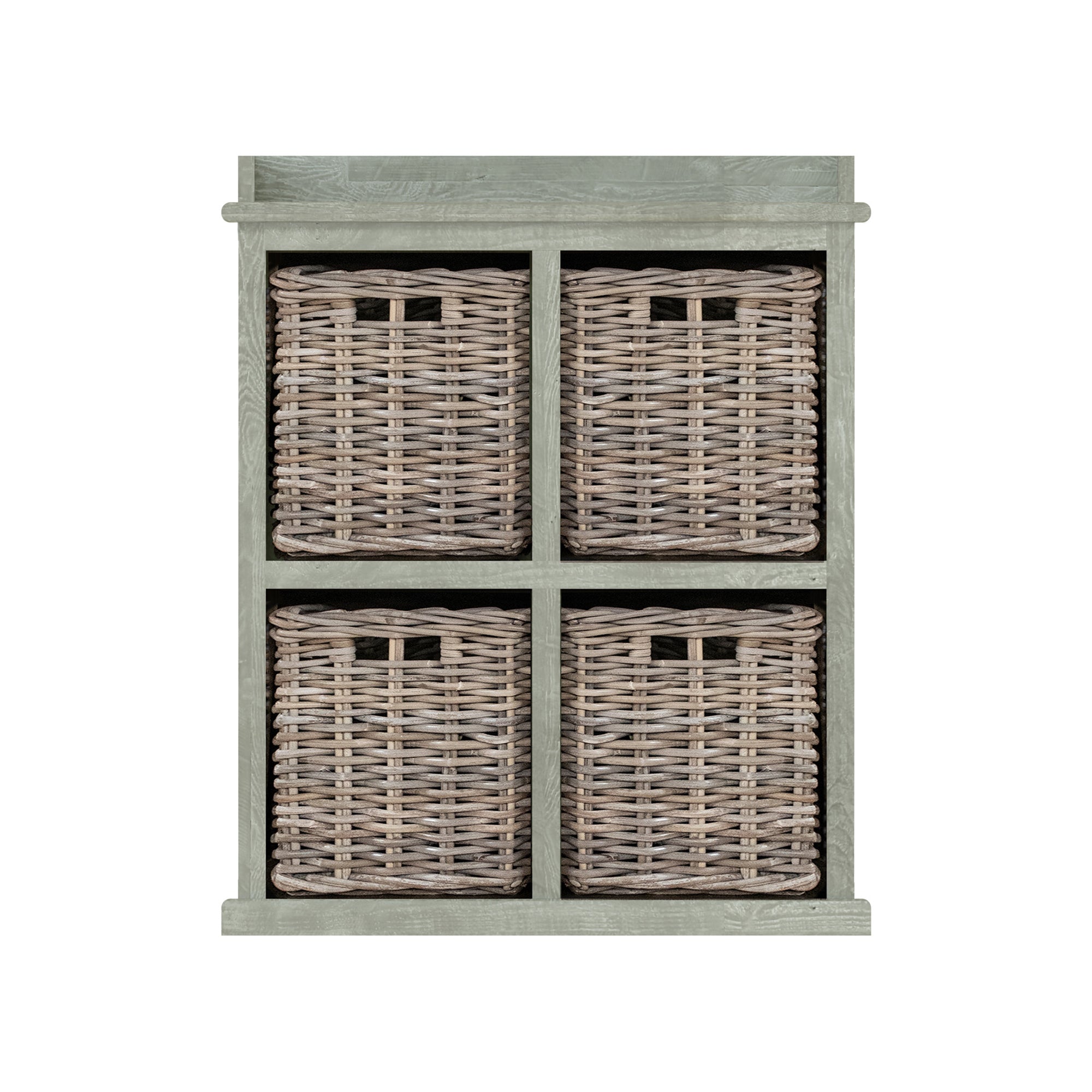 Washed Rattan Four Drawer Basket One Shelf Chest - The Orchard Home and Gifts