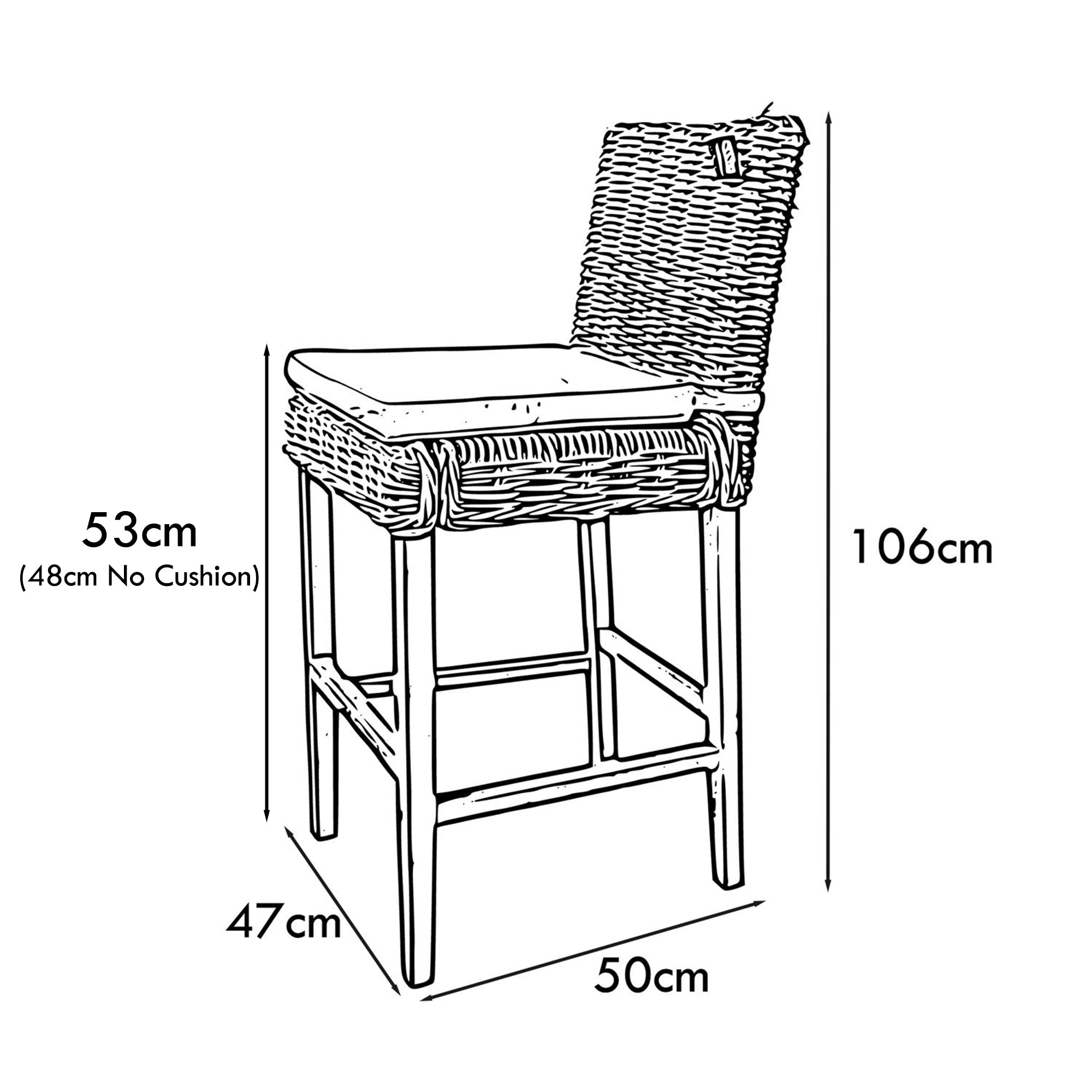 Washed Rattan Grey Wash Bar Stool Set of Two - The Orchard Home and Gifts