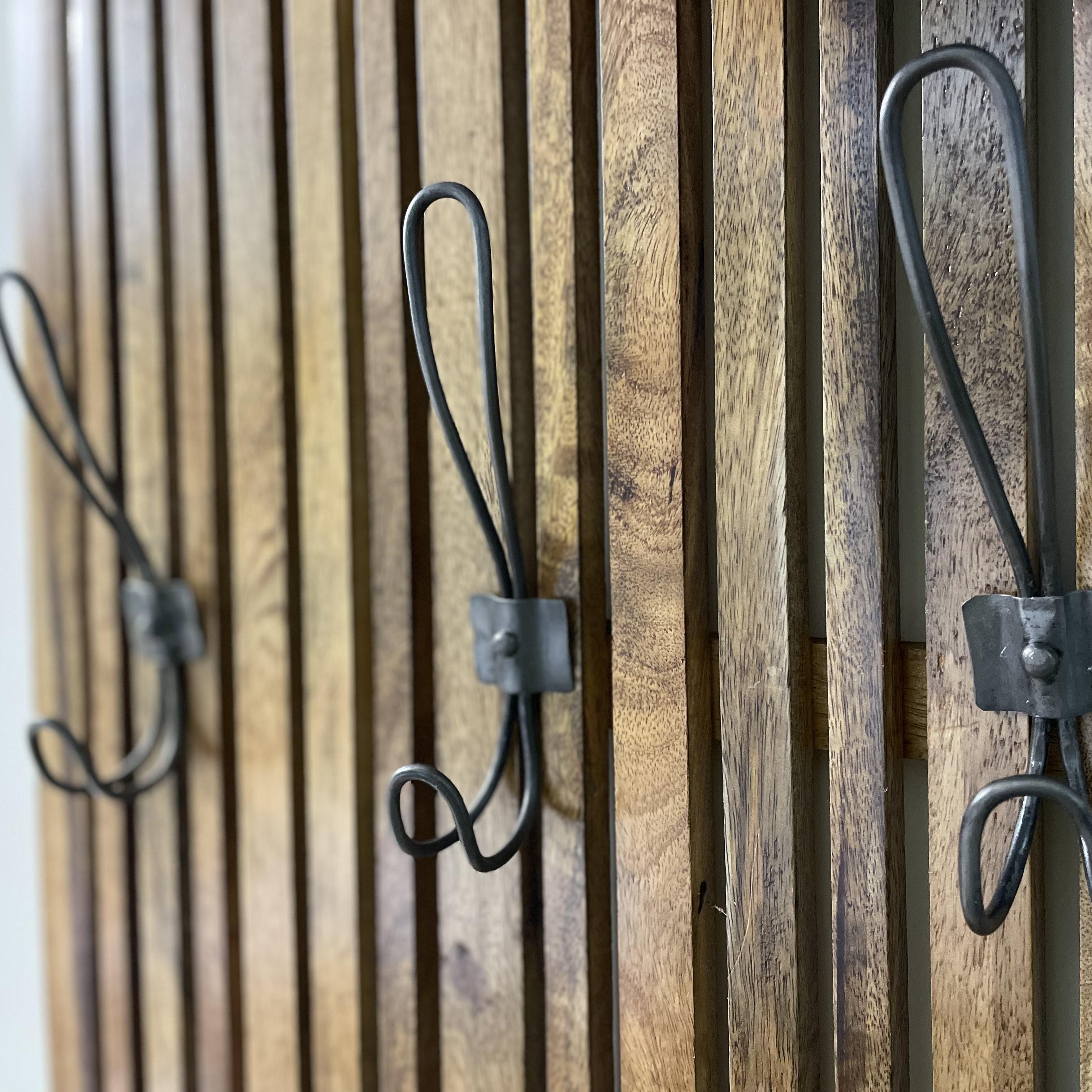 Mango Wood Wall Hanging Coat Rack with Shelf - The Orchard Home and Gifts