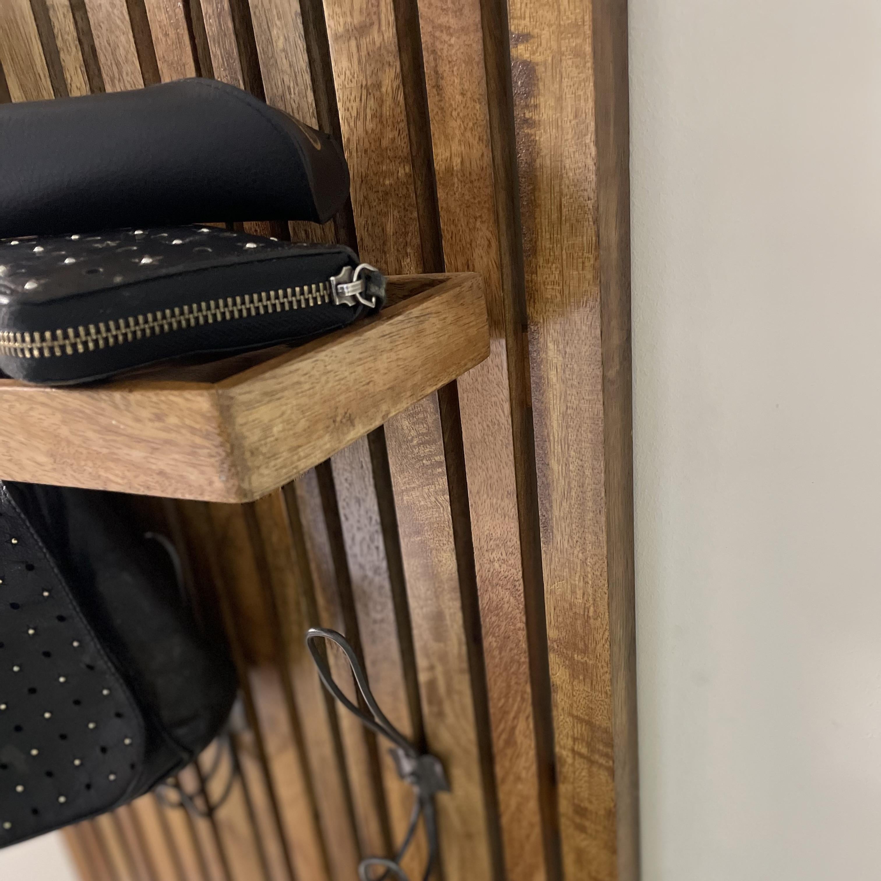 Mango Wood Wall Hanging Coat Rack with Shelf - The Orchard Home and Gifts