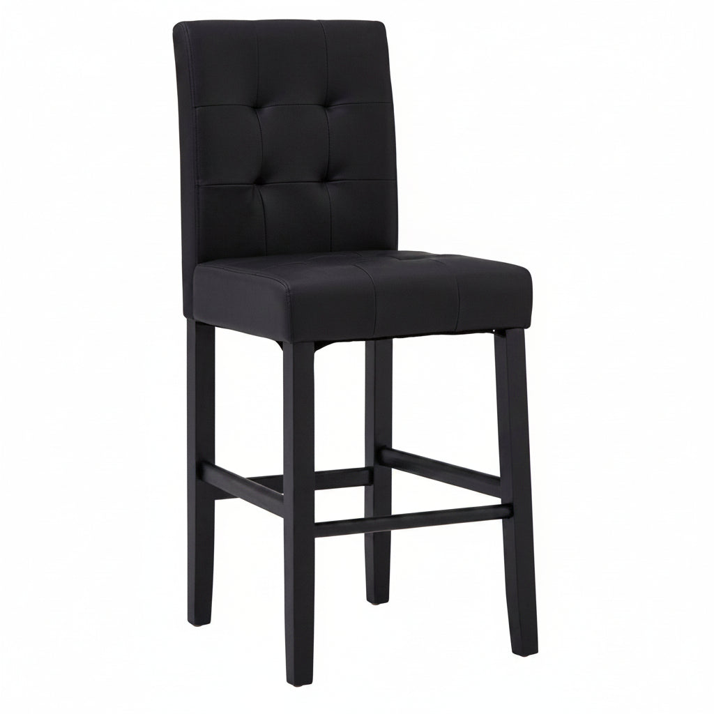 Mayfair Black Buttoned Padded Bar Stool - The Orchard Home and Gifts