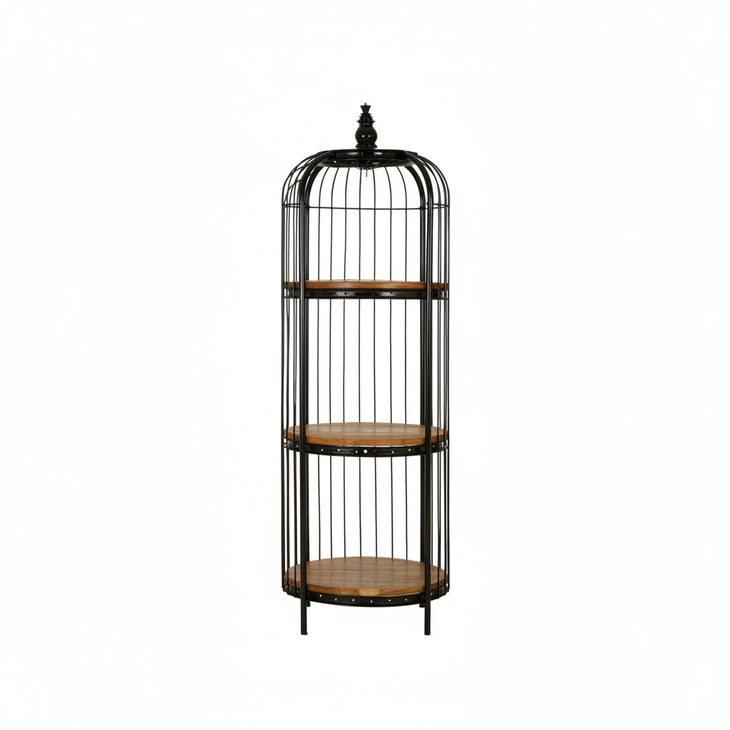 Medium Black Metal Birdcage Three Tier Shelf Display Unit - The Orchard Home and Gifts