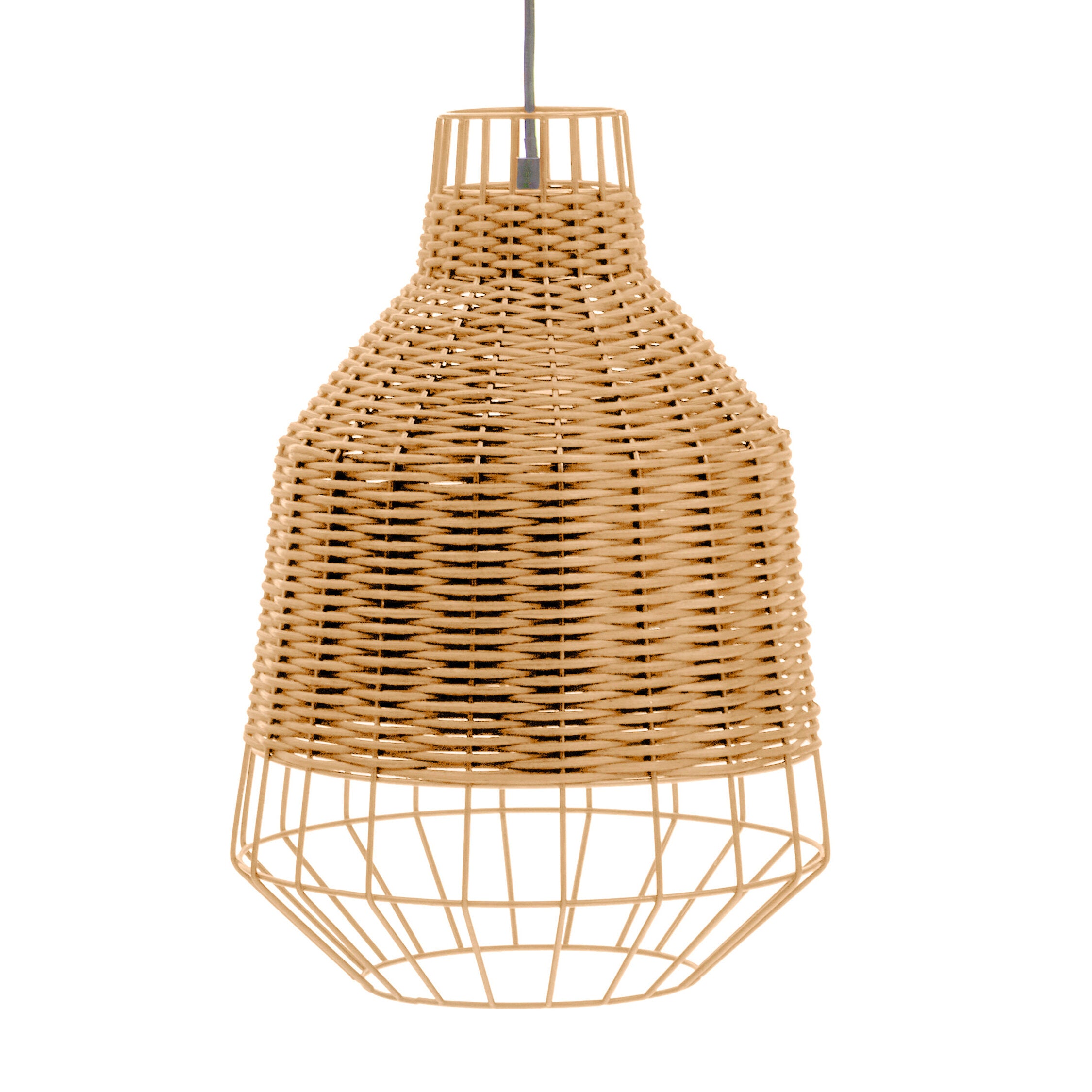 Metal Geometric and Rattan Hanging Pendant Light - The Orchard Home and Gifts