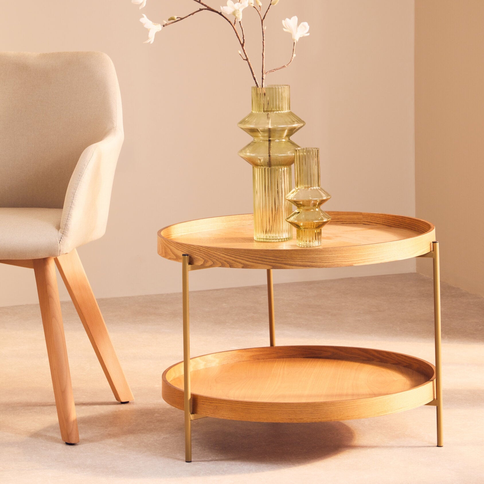 Mid Century Wooden Two Tier Side Table - The Orchard Home and Gifts