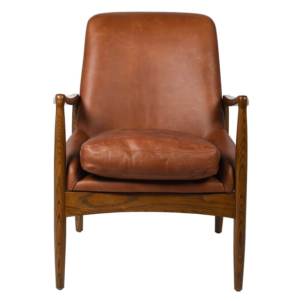 Mid Century Tan Vintage Leather Armchair