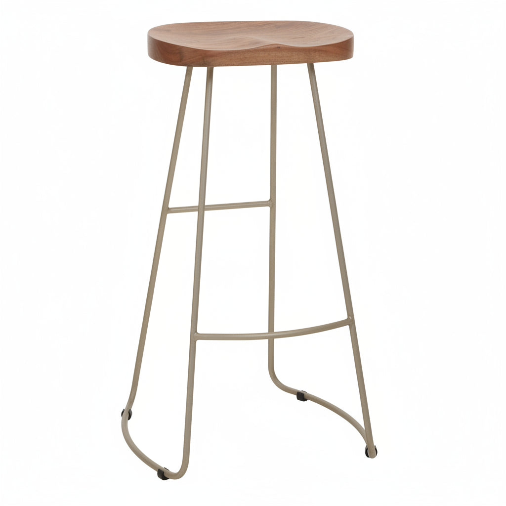 Mikka Acacia Wood and Antique Silver Bar Stool - The Orchard Home and Gifts