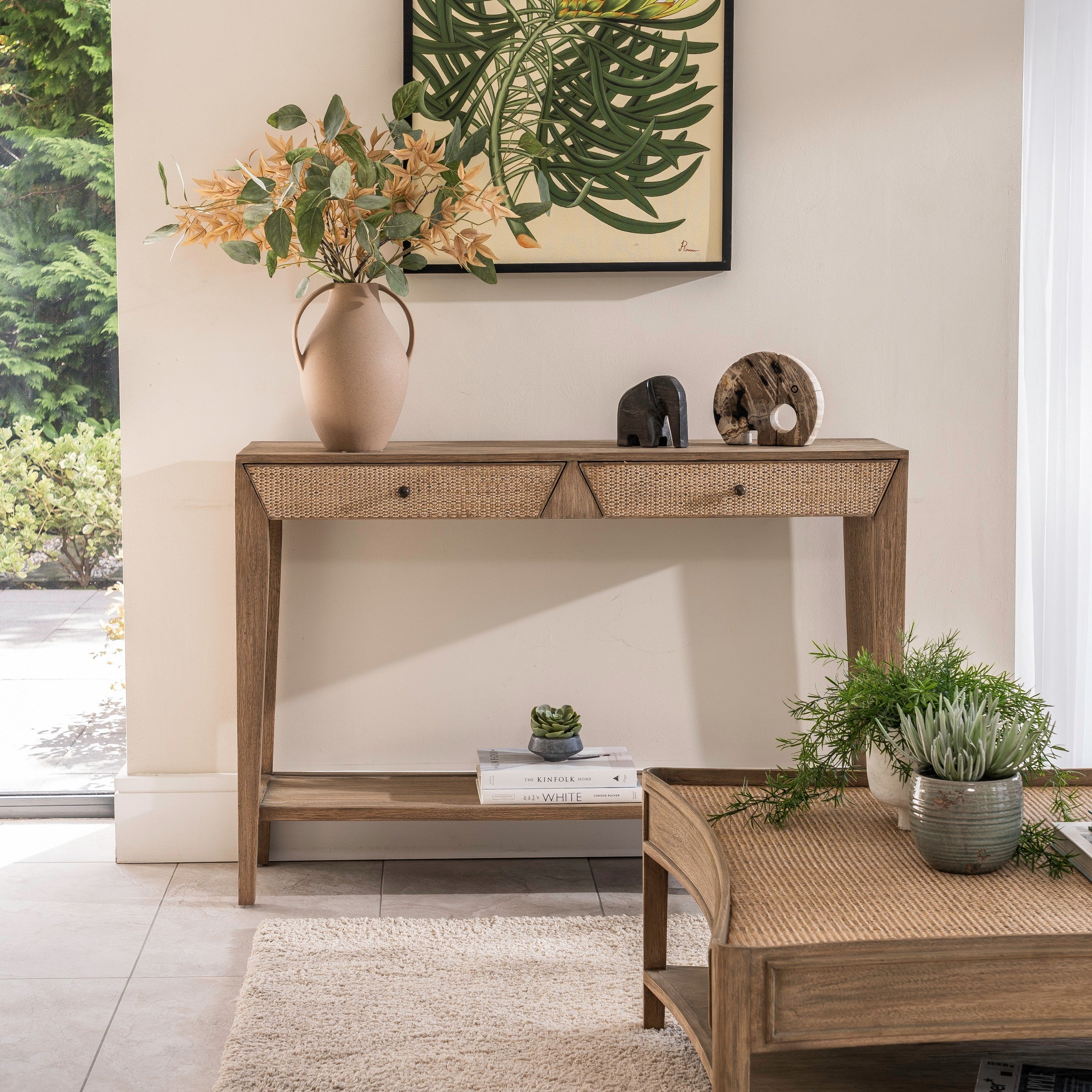 Monte Natural Wood and Rattan Console Table - The Orchard Home and Gifts