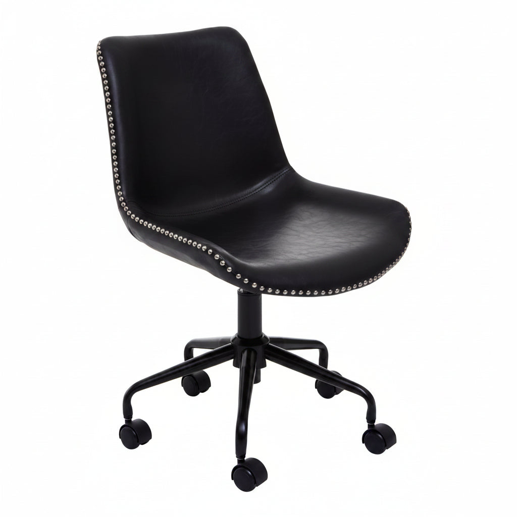 Morris Black PU Leather Swivel Office Chair - The Orchard Home and Gifts