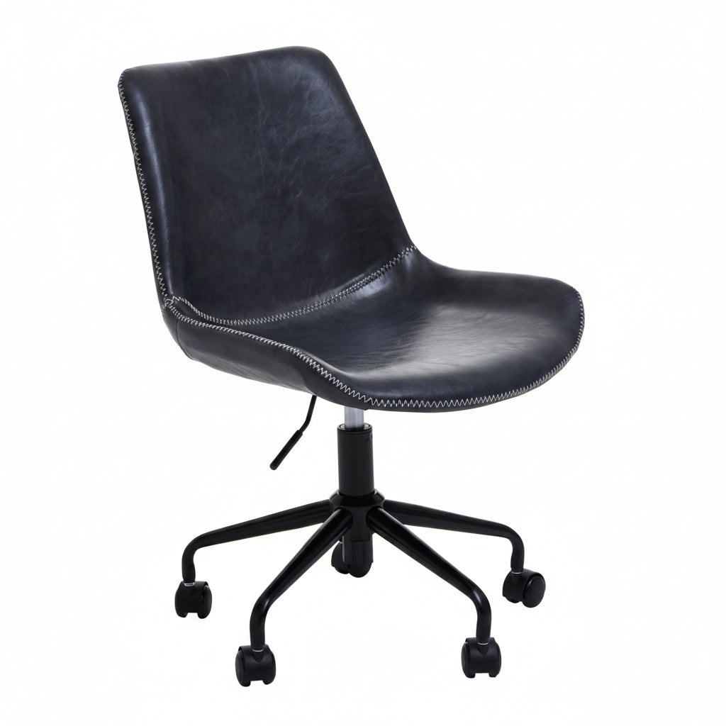 Morris Grey PU Leather Swivel Office Chair - The Orchard Home and Gifts