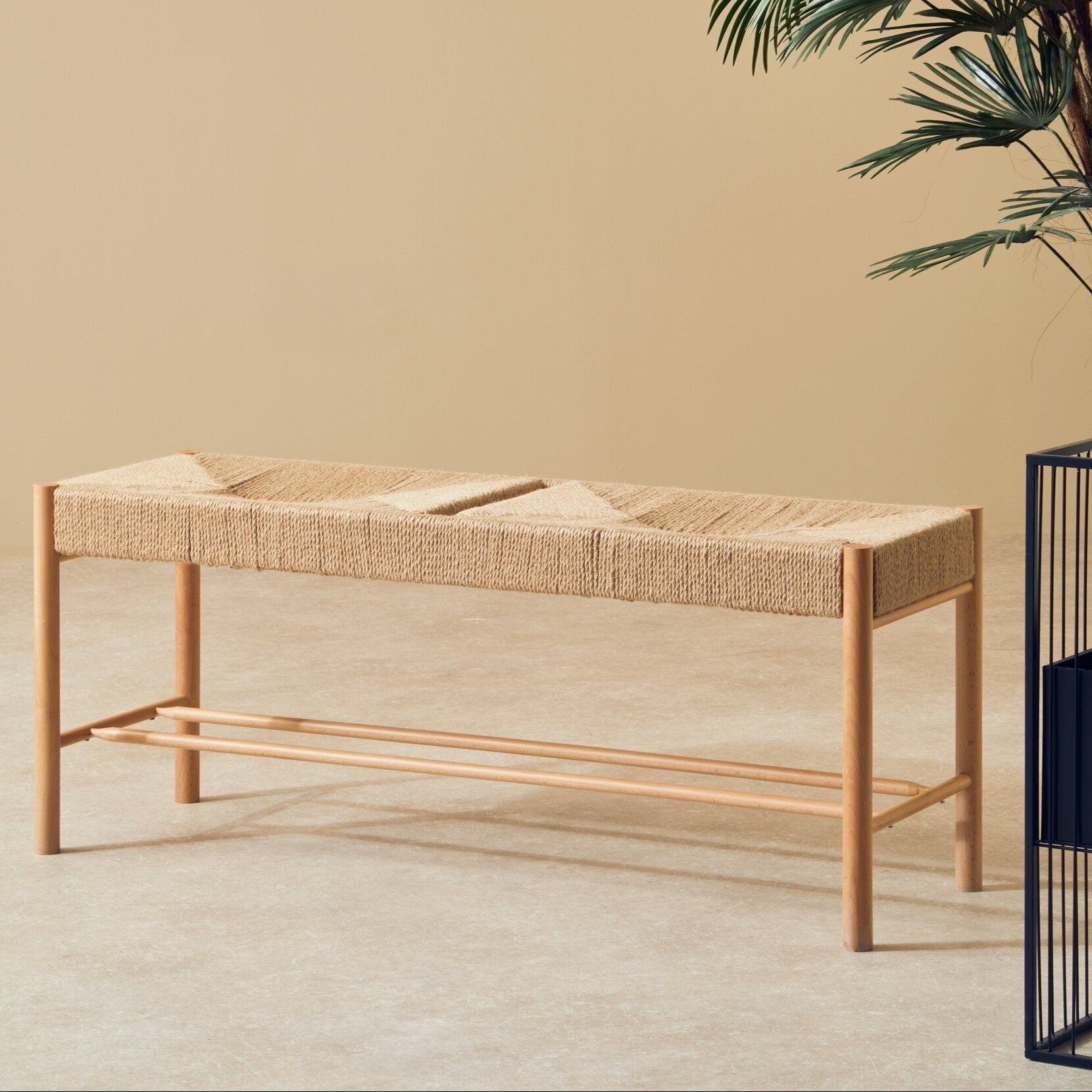 Naku Natural Rope and Beechwood Large Bench - The Orchard Home and Gifts