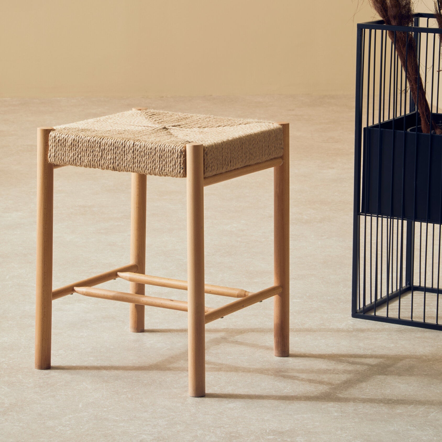 Naku Natural Rope and Beechwood Stool - The Orchard Home and Gifts