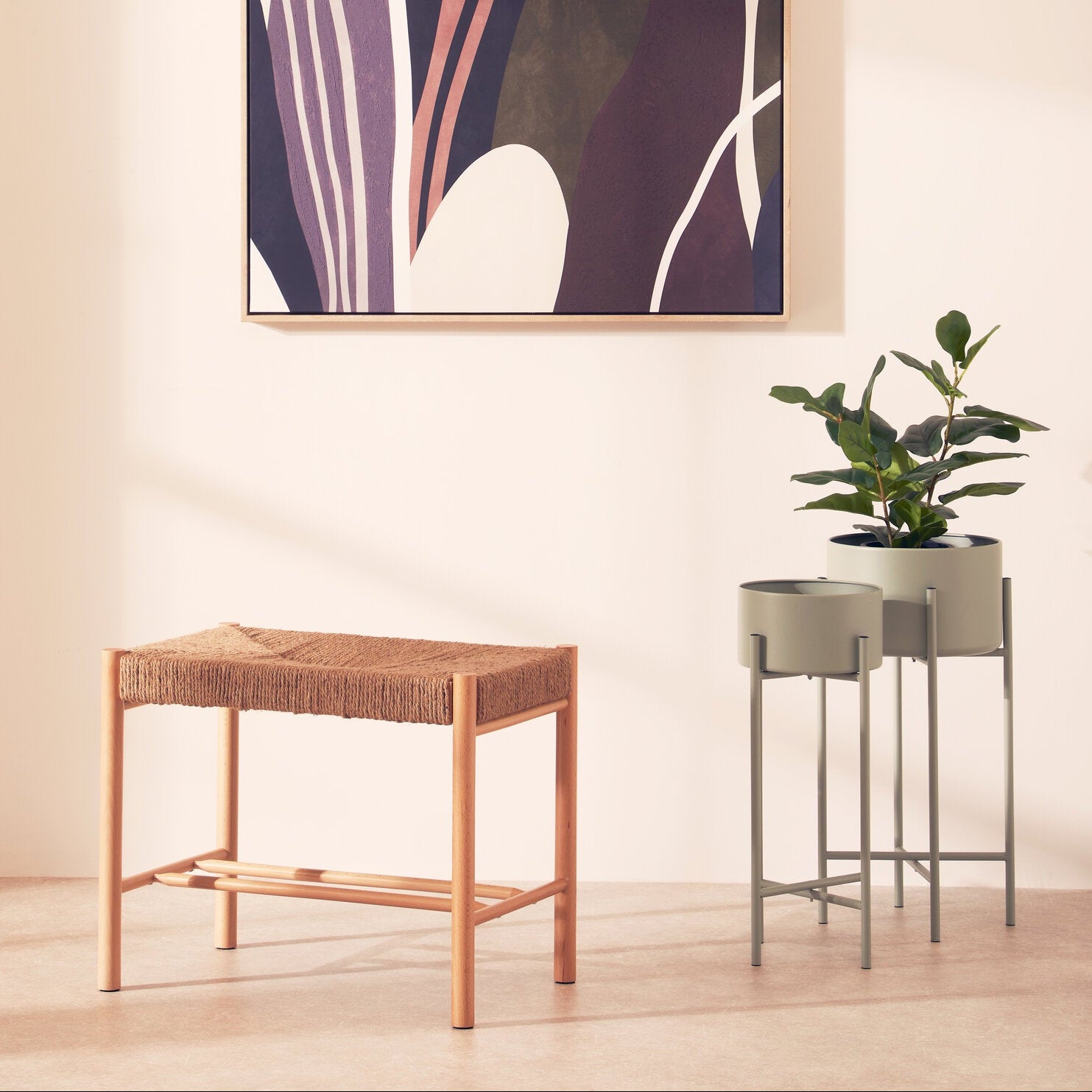 Naku Natural Rope and Wood Stool - The Orchard Home and Gifts