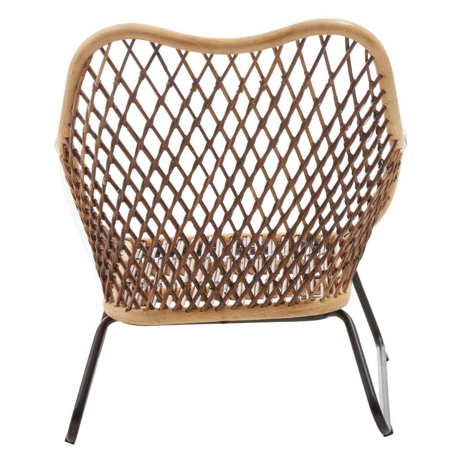 Natural Lattice Rattan and Black Iron Chair - The Orchard Home and Gifts