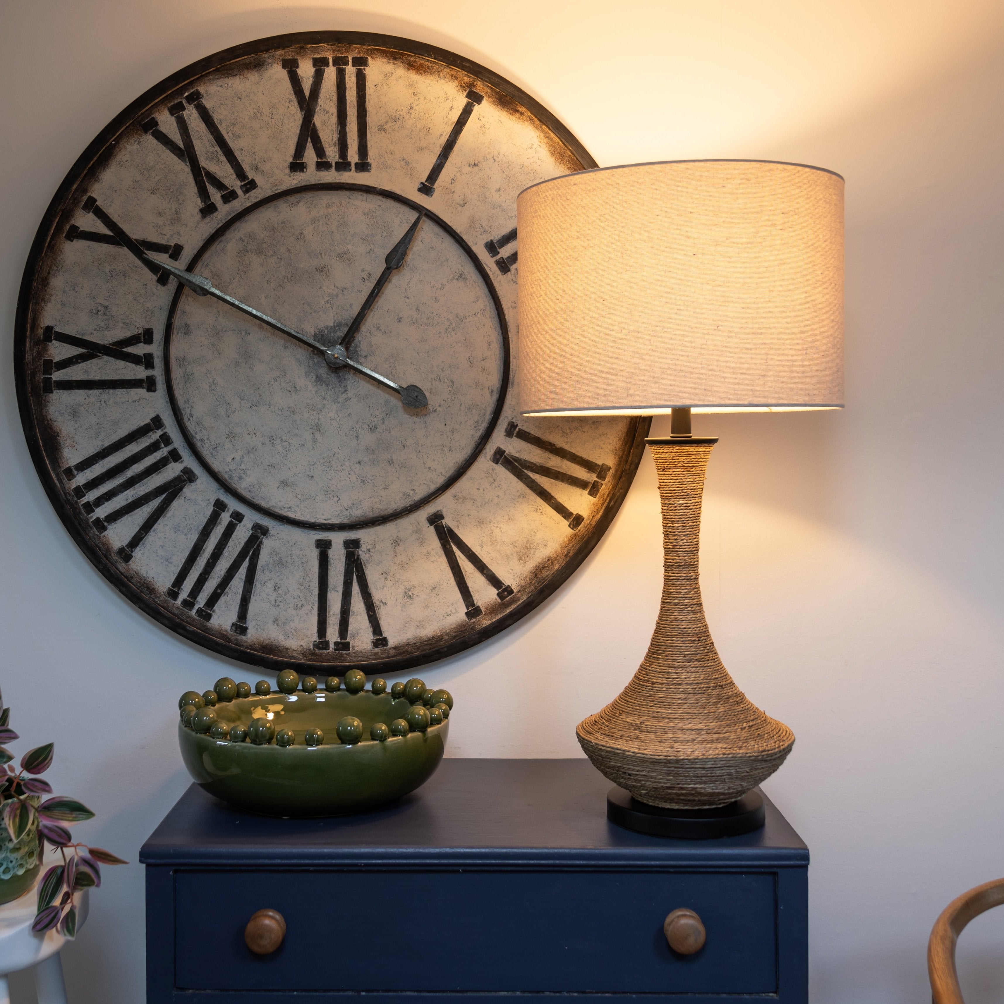 Natural Rope Table Lamp with Linen Shade