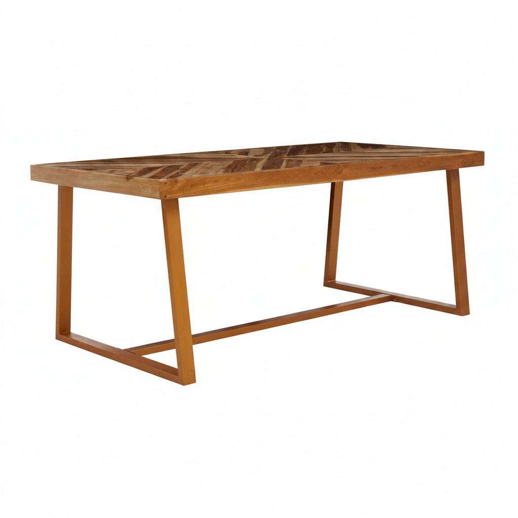 Wooden dining table on a white background