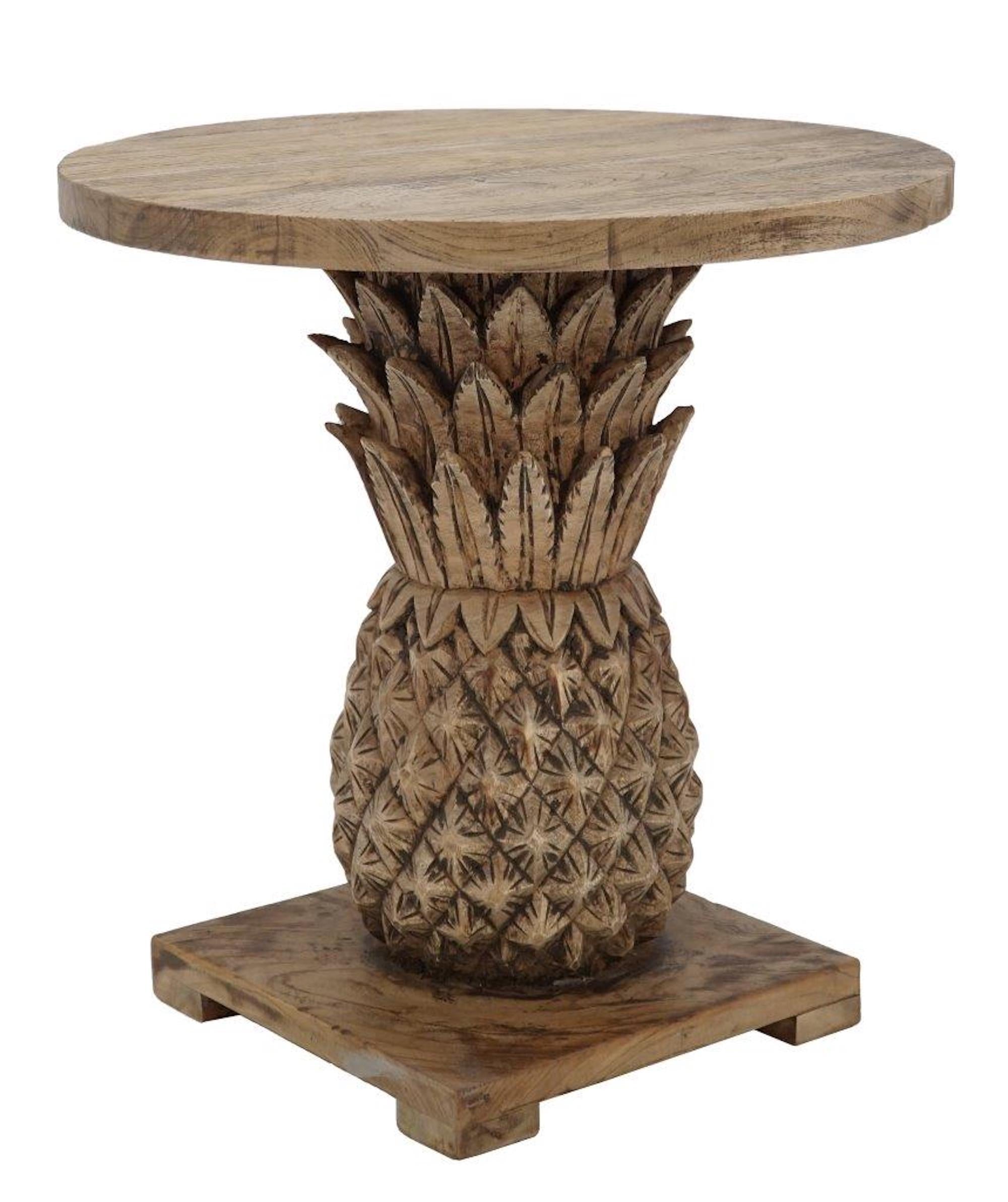 Natural Wood Pineapple Side Table - The Orchard Home and Gifts