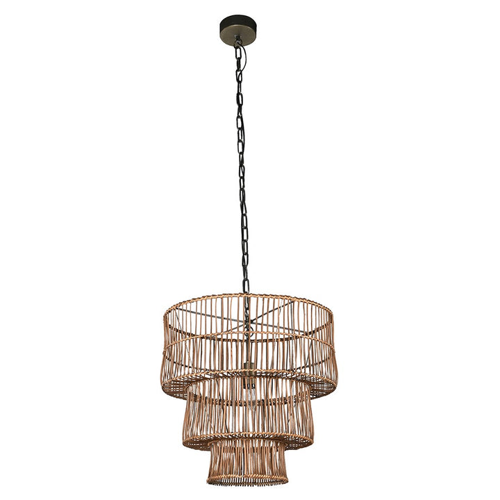 Rattan Three Tier Ceiling Light