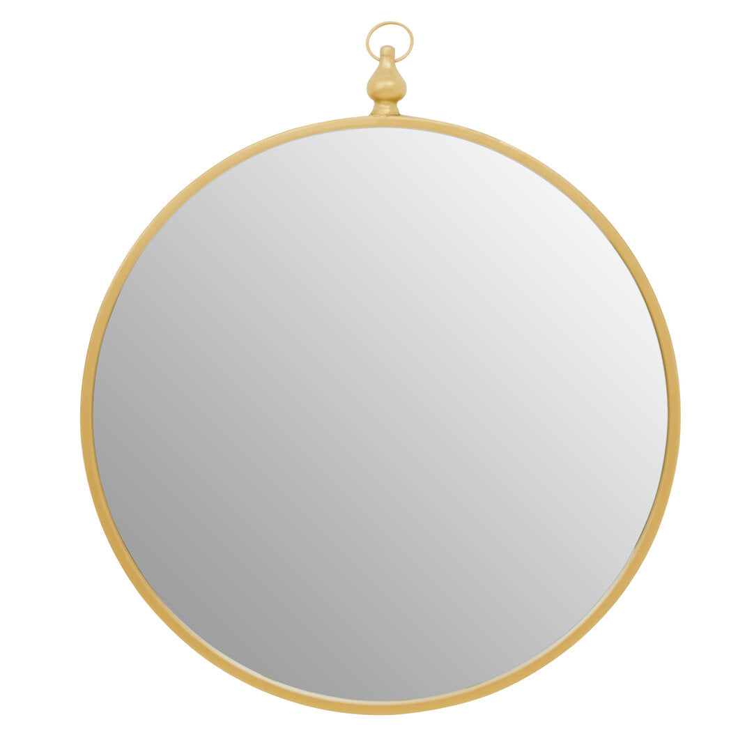 Round Gold Iron Wall Mirror With Spindle Hook