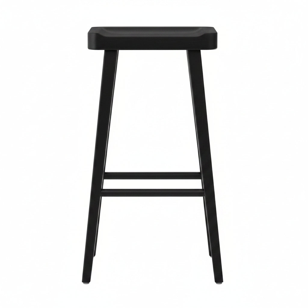 Rustic Black Oak Cut Out Seat Bar Stool - The Orchard Home and Gifts