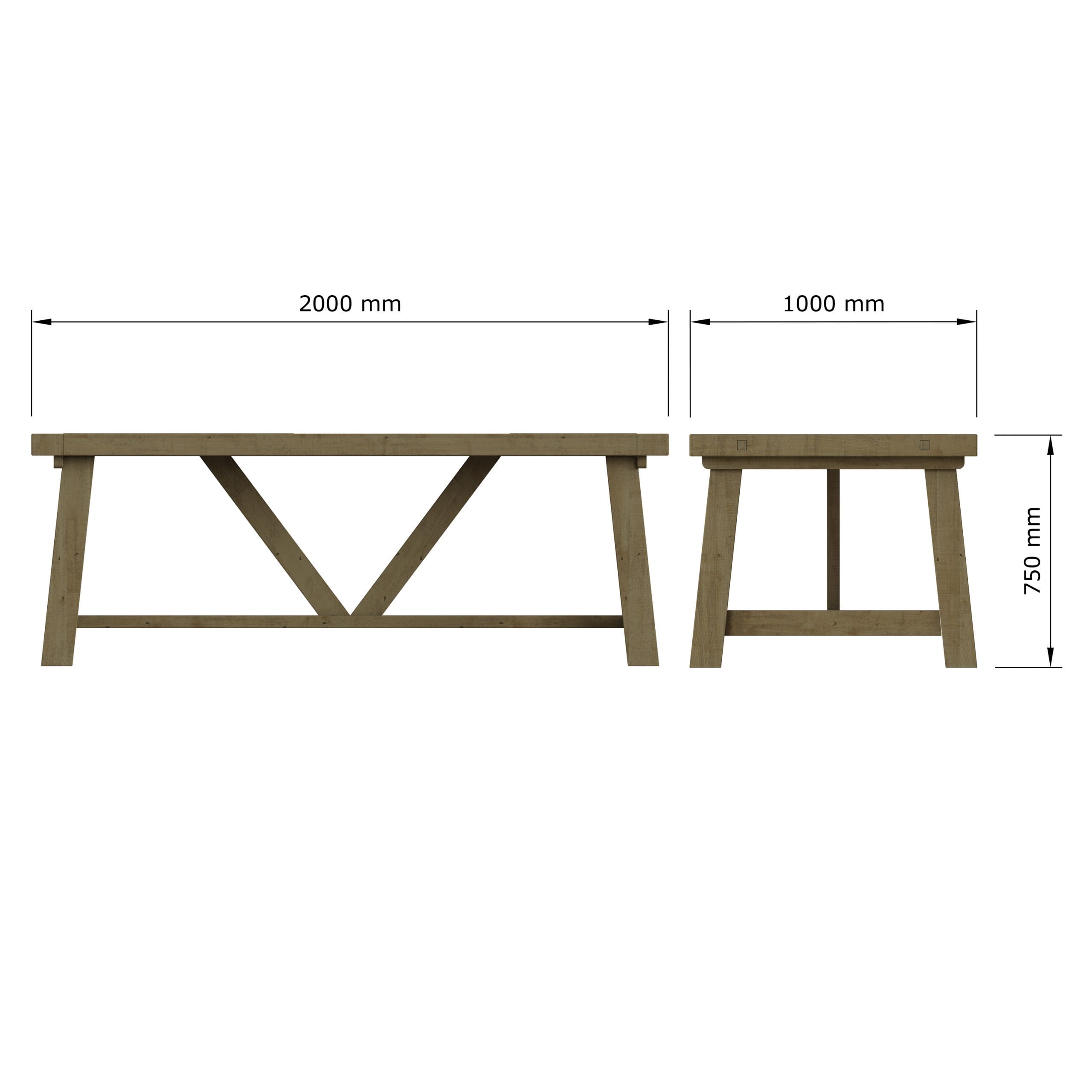 Drift Reclaimed Pine Farmhouse Dining Table 160cm