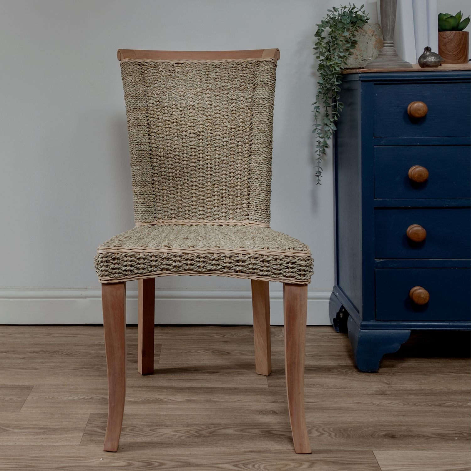 Seagrass and Mahogany Dining Chair
