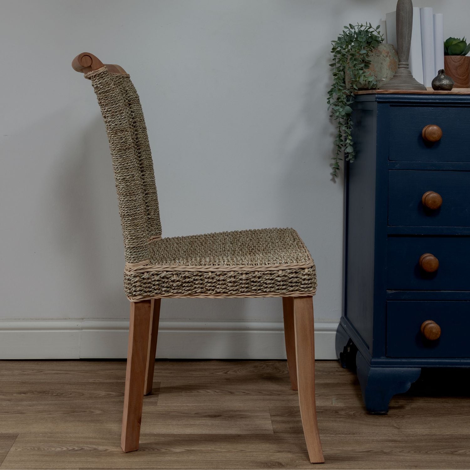 Seagrass and Mahogany Dining Chair