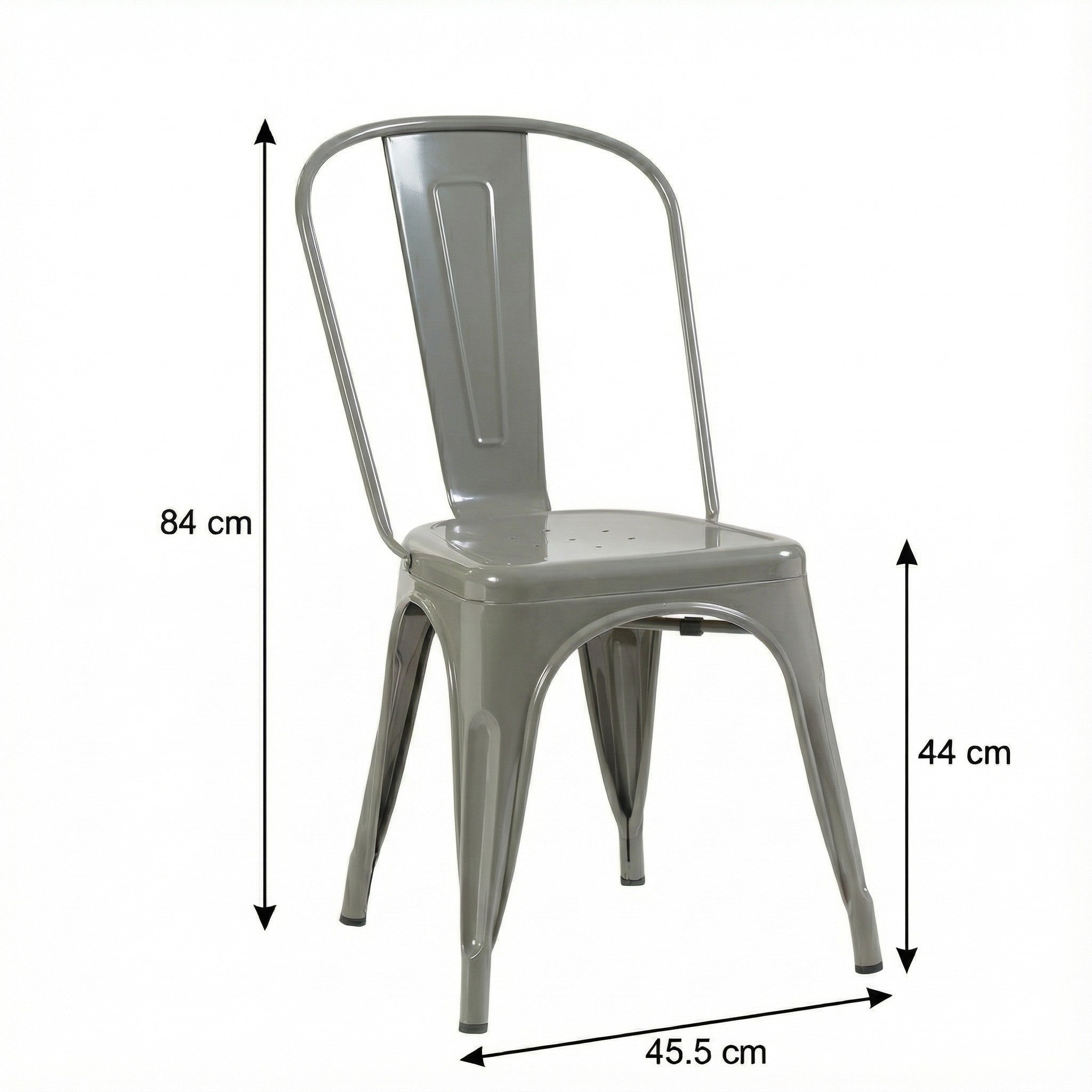 Auberge Set of Four Silver Metal Dining Chairs
