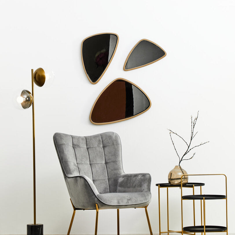 Small Curved Edge Gold Triangular Wall Mirror