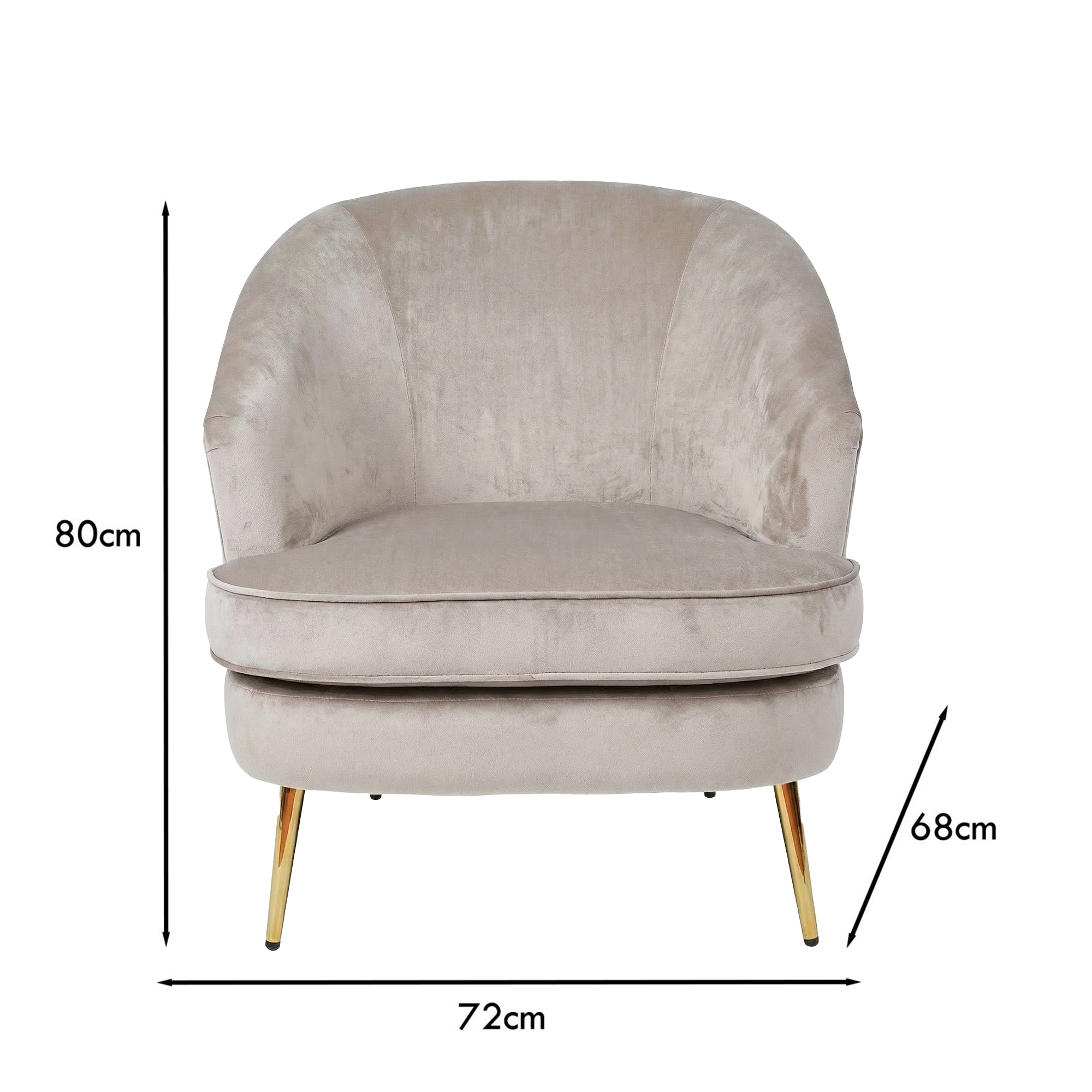 Melrose Stone Velvet Padded Cushioned Tub Chair Armchair