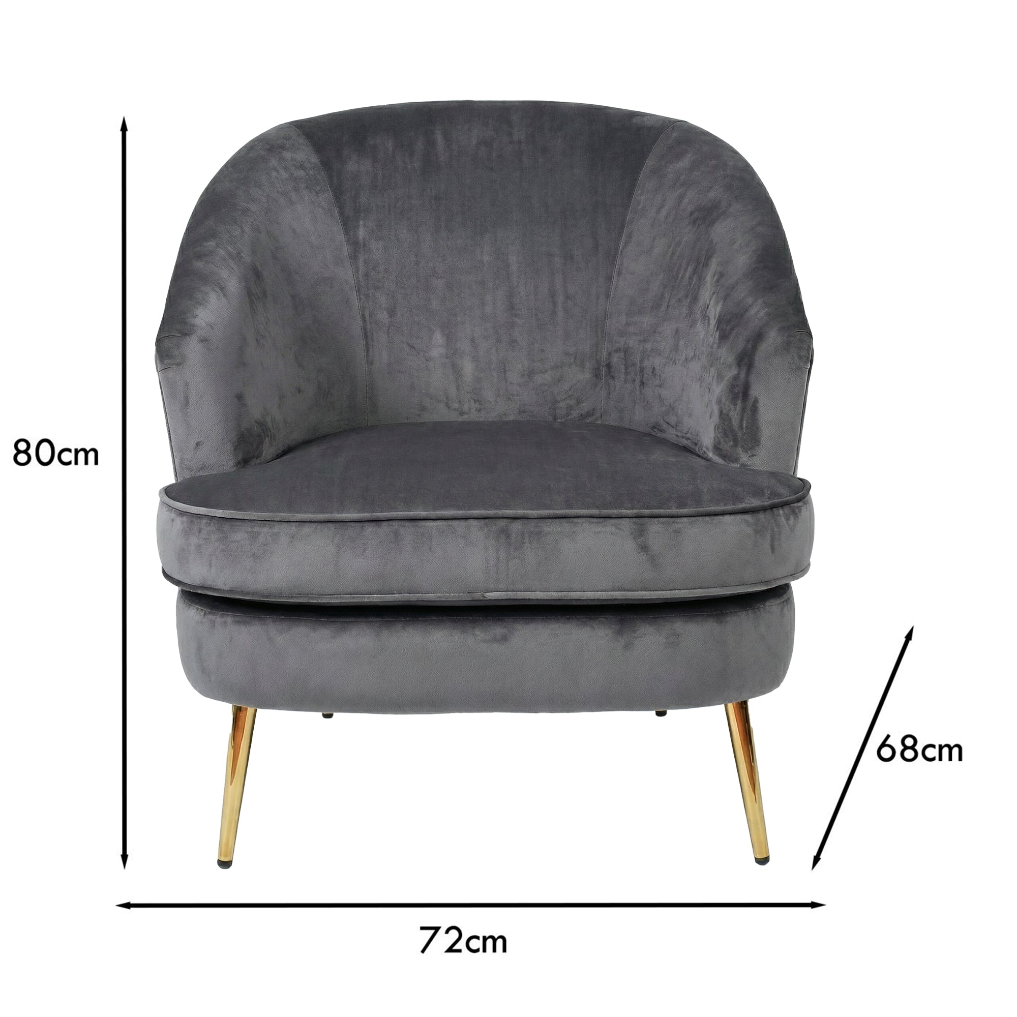 Melrose Grey Velvet Padded Cushioned Tub Chair Armchair