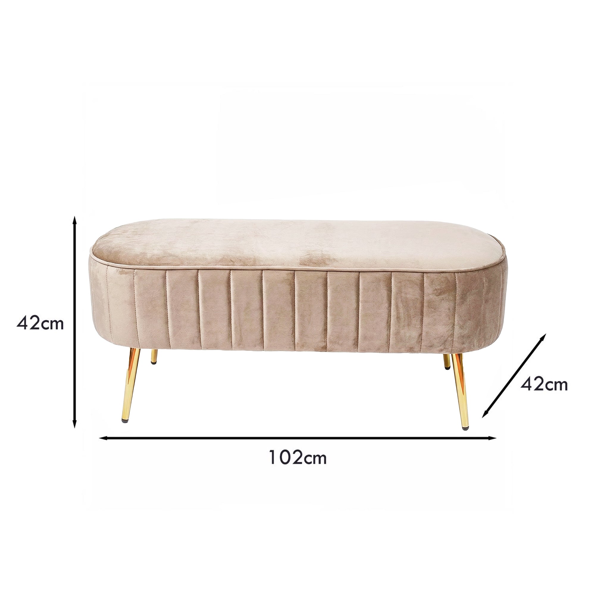 Stone Velvet Cushioned Bench Seat