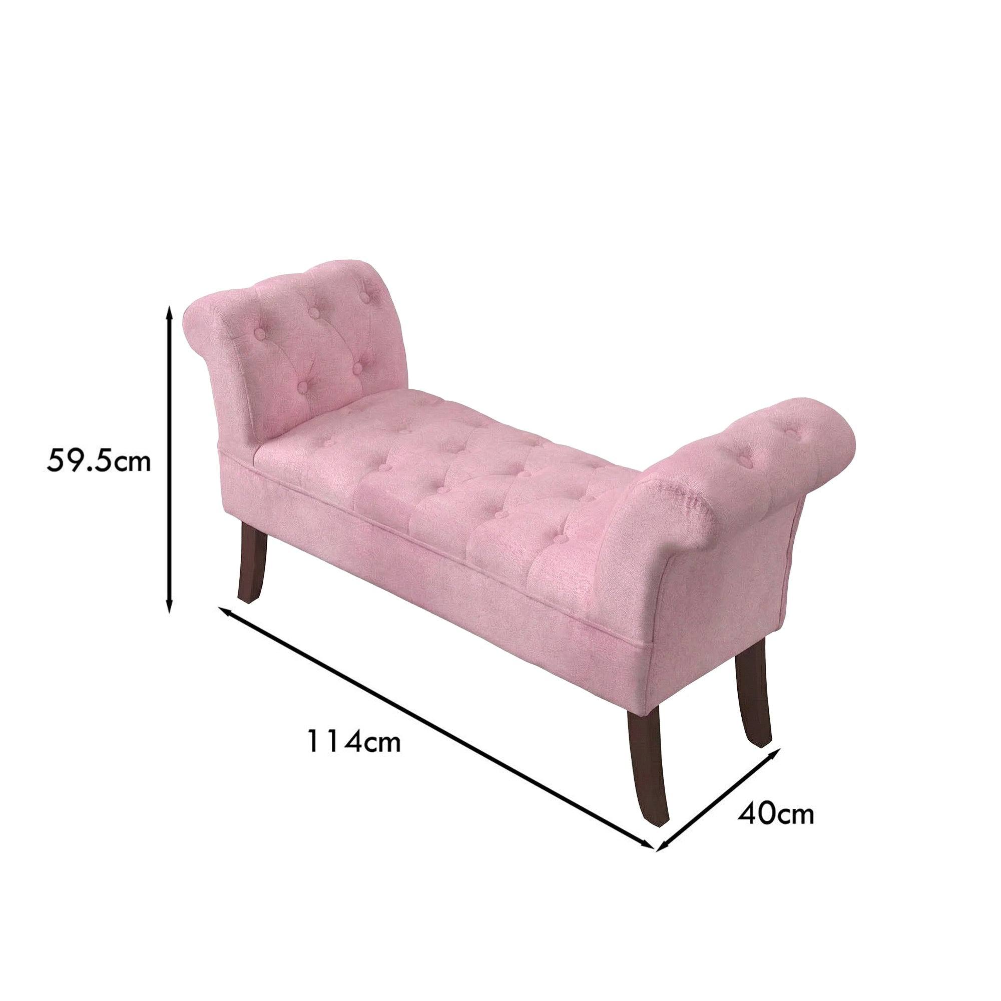 Tufted Button Pink Velvet Window Seat Cushioned Bench