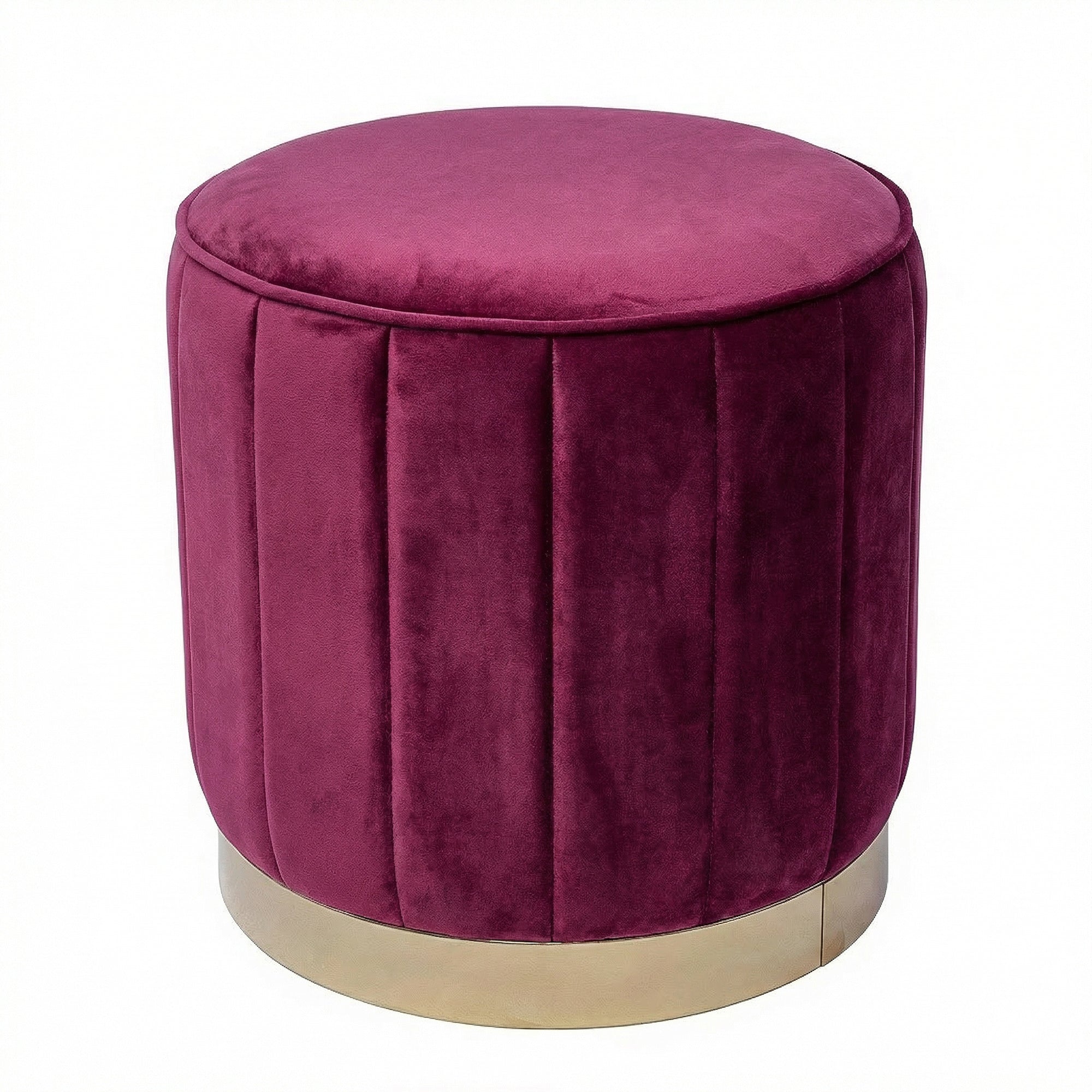Melrose Red Wine Velvet Barrel Pouffe Footstool Seat