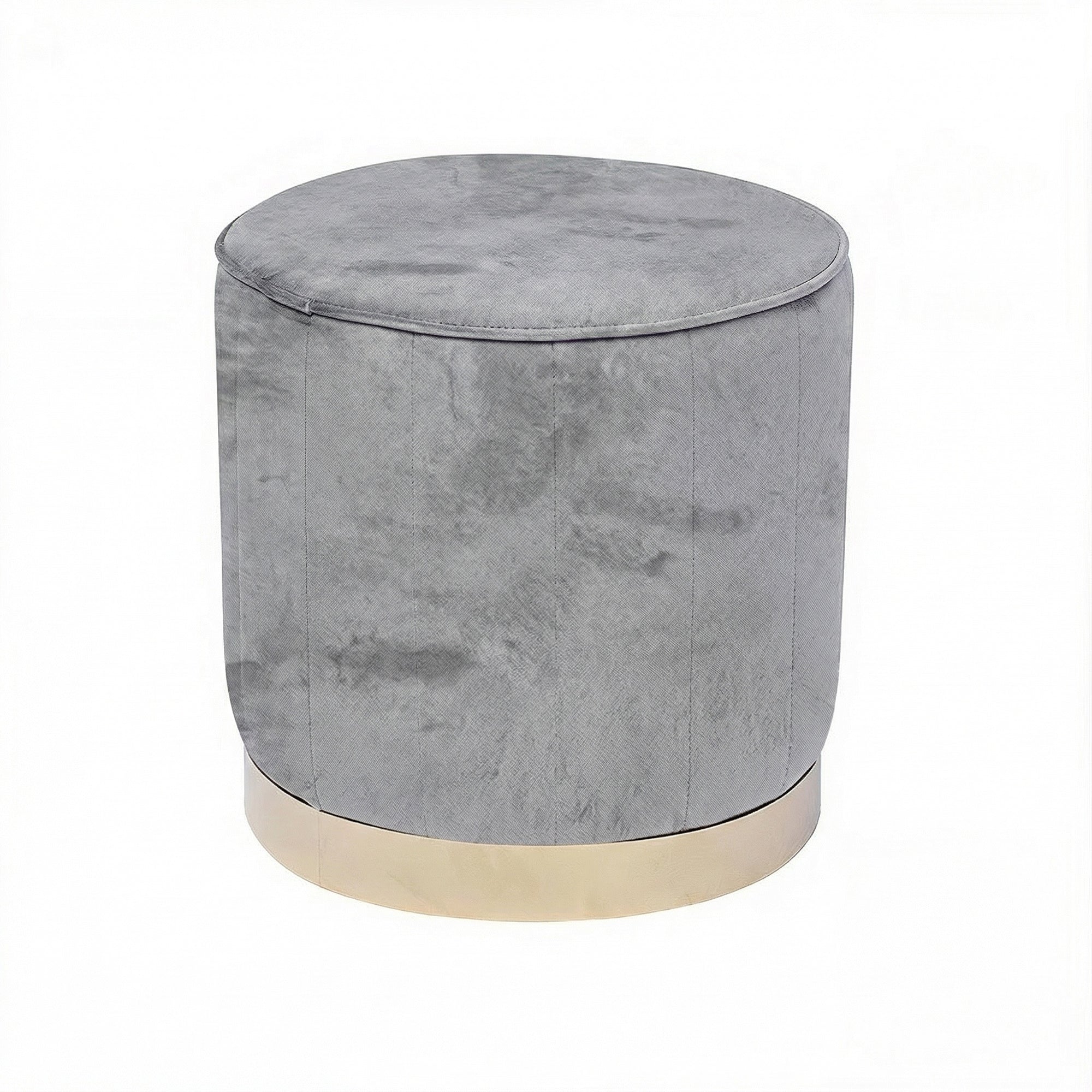 Melrose Grey Velvet Barrel Pouffe Footstool Seat