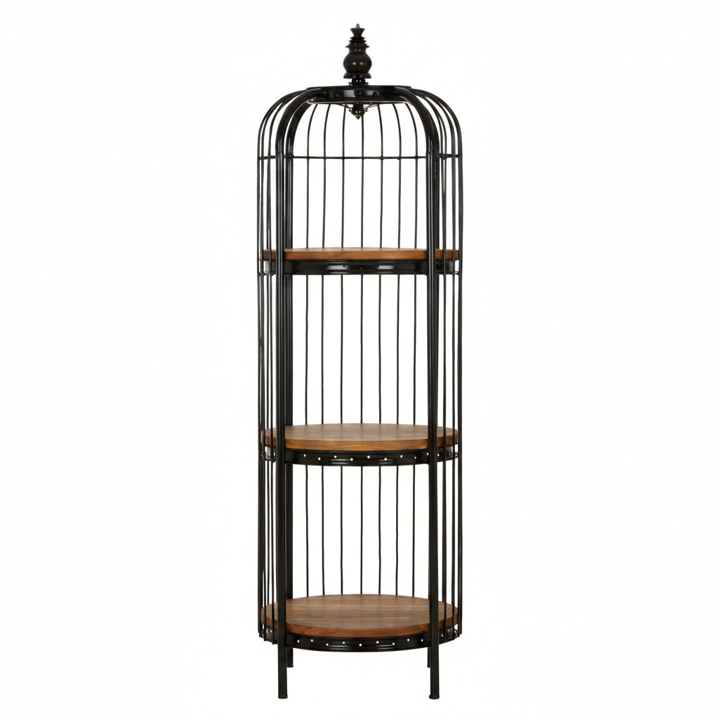 Tall Black Metal Birdcage Three Tier Shelf Display Unit - The Orchard Home and Gifts