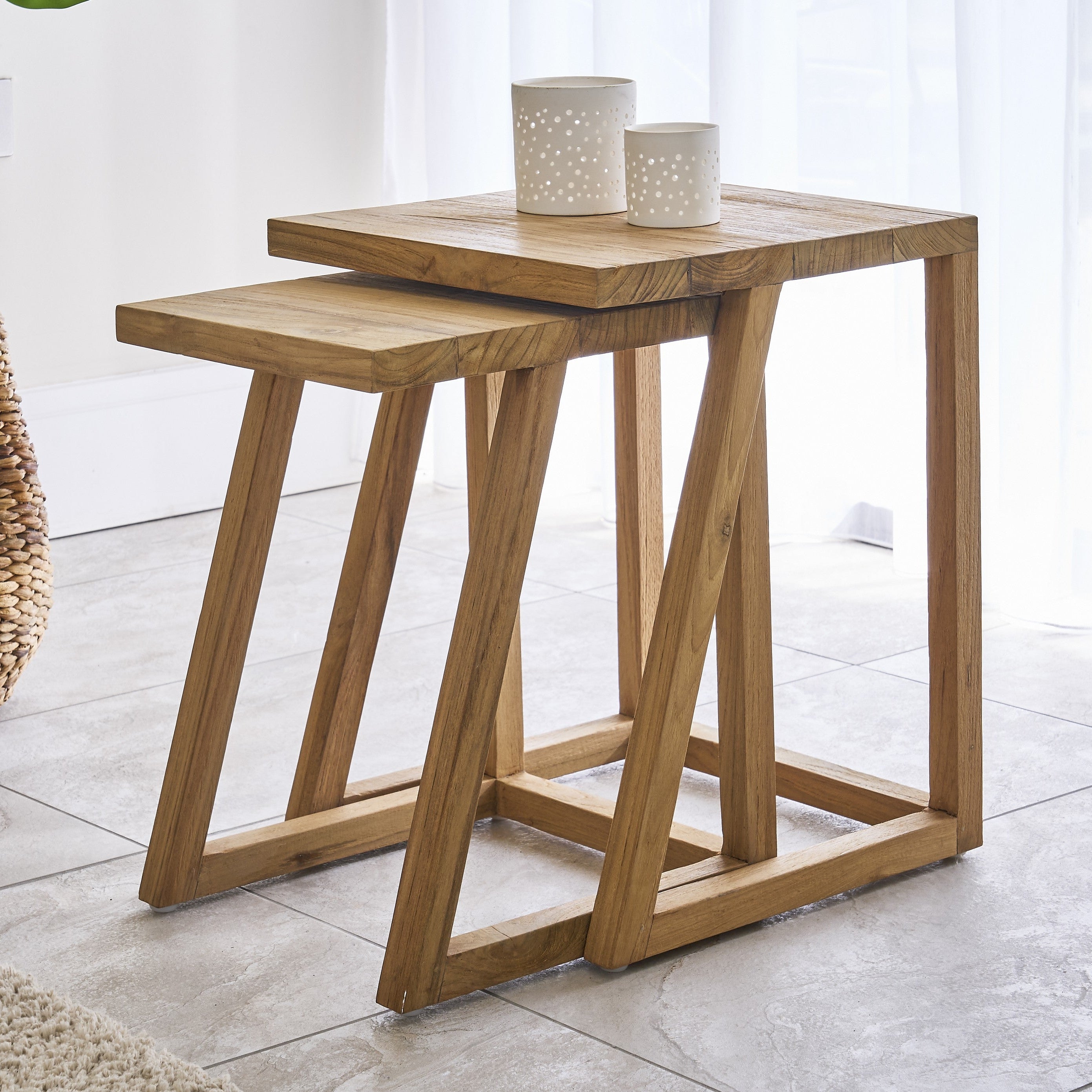 Teak Set of Two Side Tables
