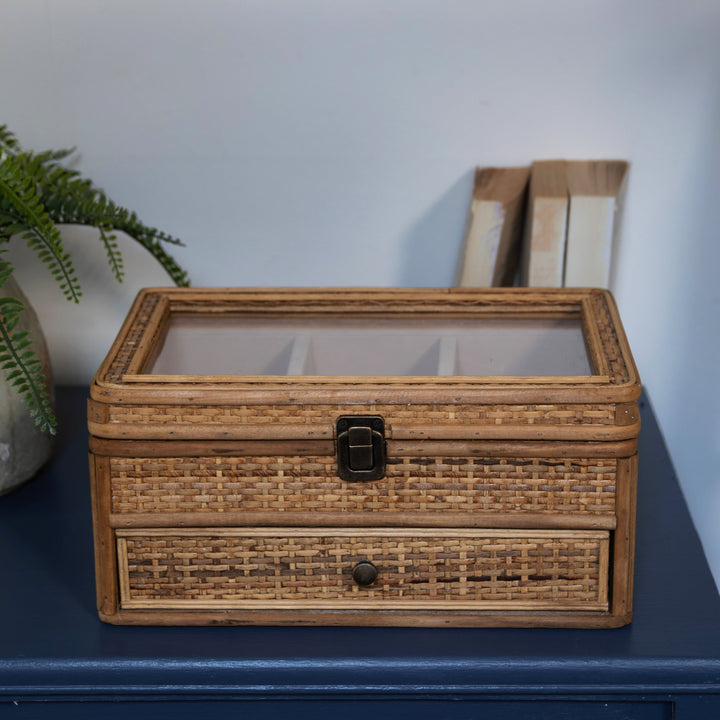 Natural Rattan Jewellery Storage Box