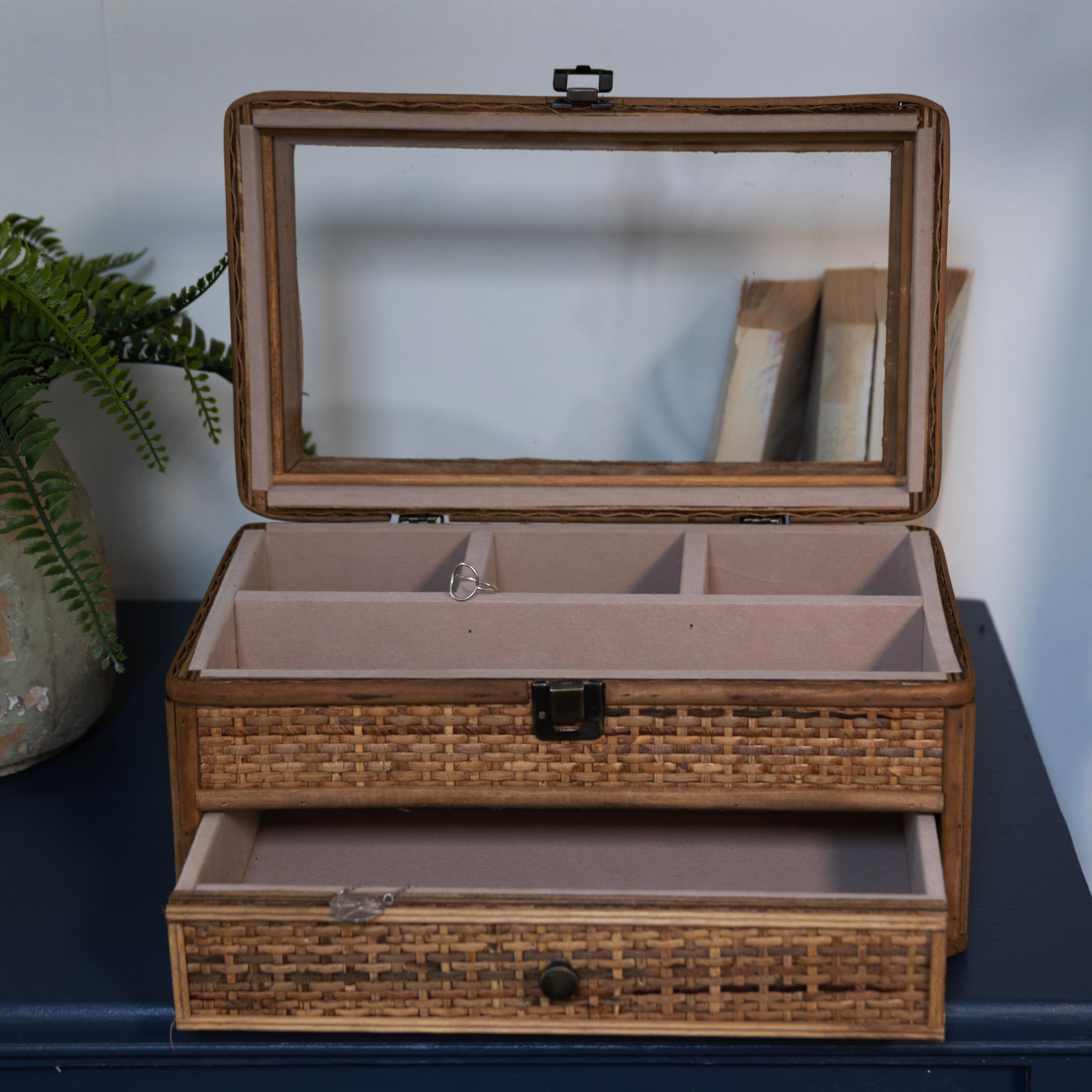 Natural Rattan Jewellery Storage Box