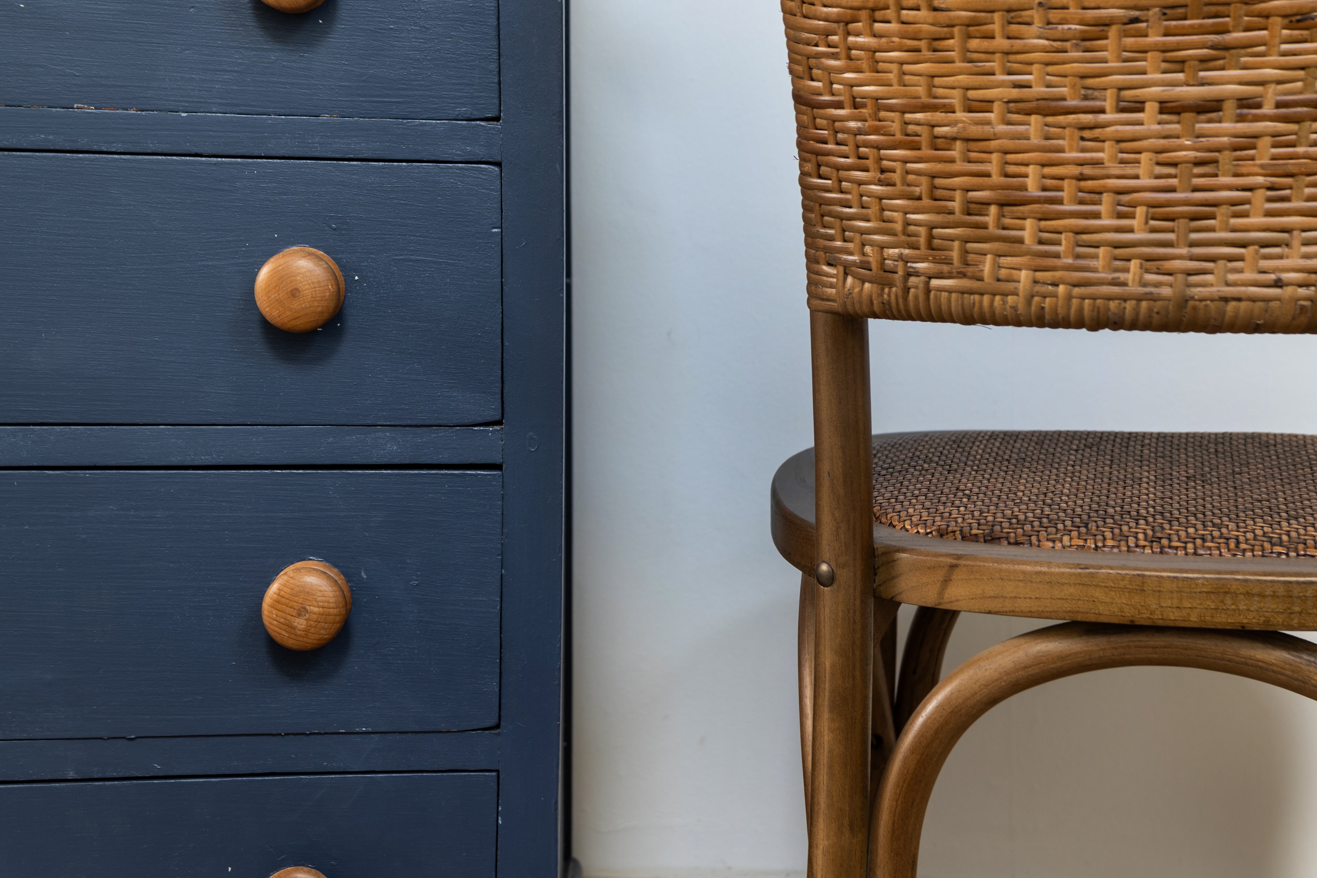 Elm Wood Rattan Dining Chair