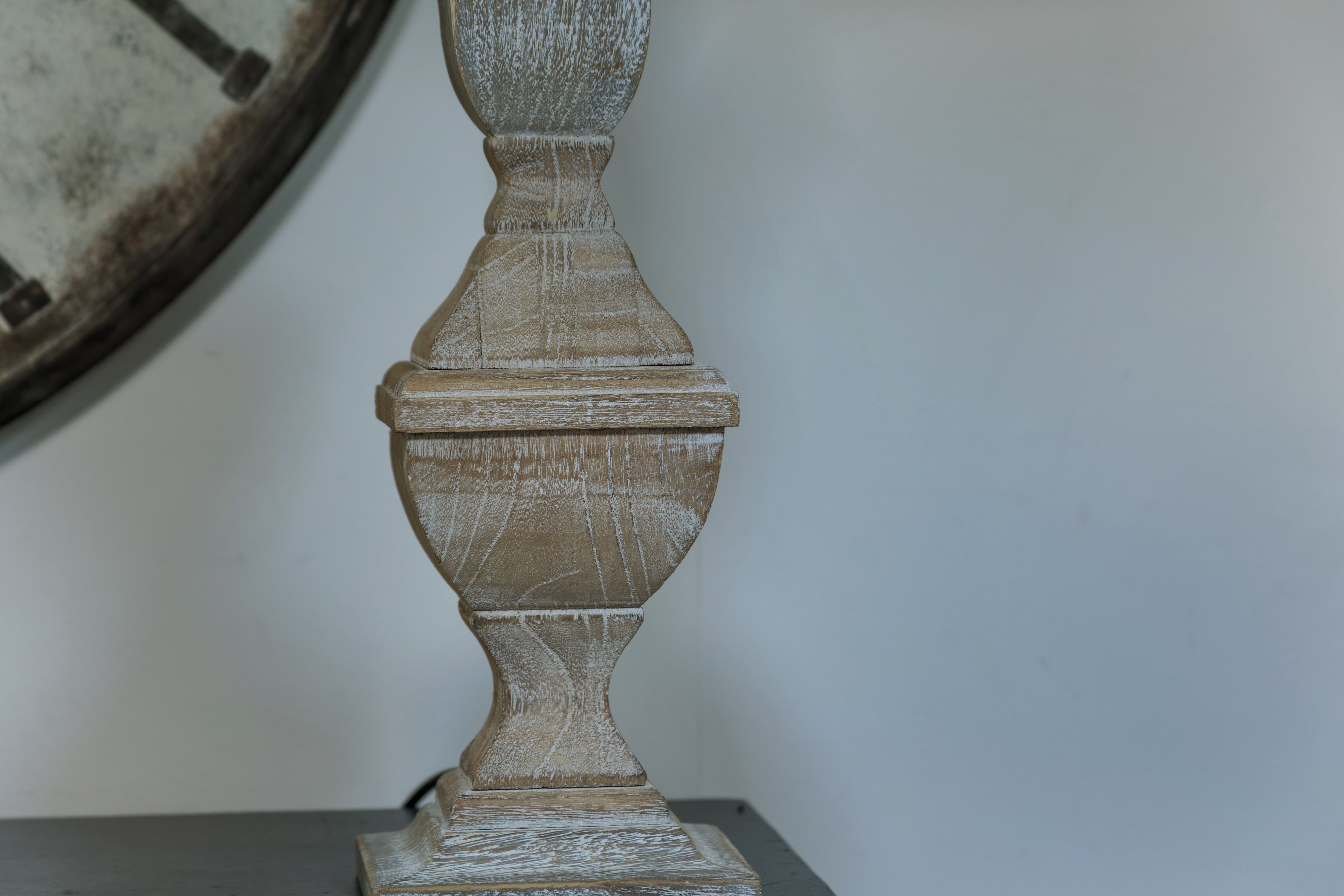 Grey Wash Wooden Block Table Lamp