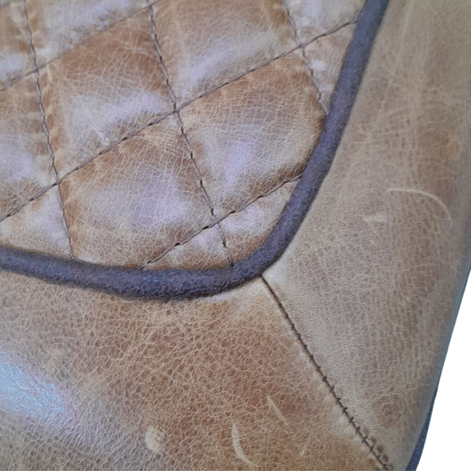 Diamond Stitch Brown Cerato Leather Dining Chair - IMPERFECT CLEARANCE