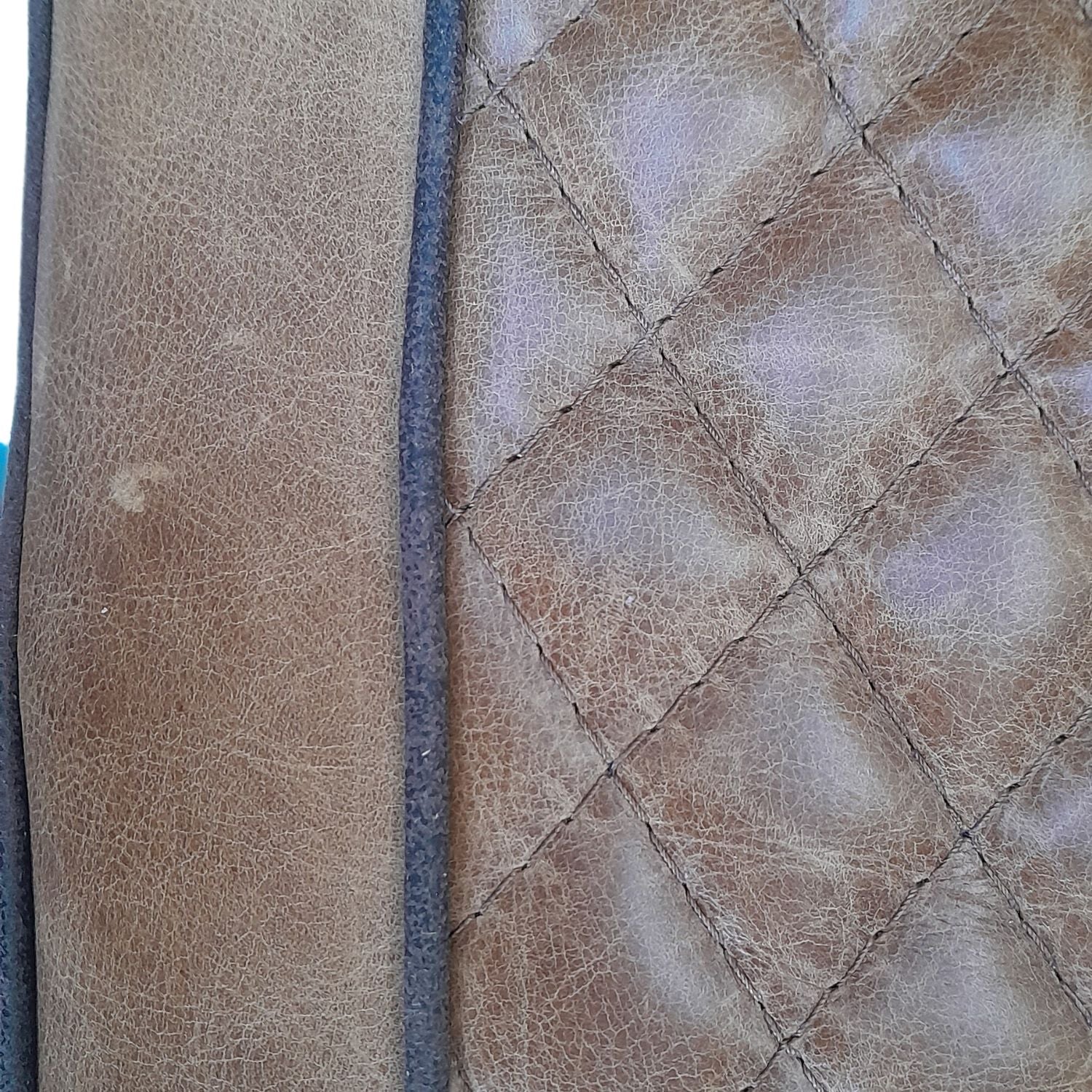 Diamond Stitch Brown Cerato Leather Dining Chair - IMPERFECT CLEARANCE