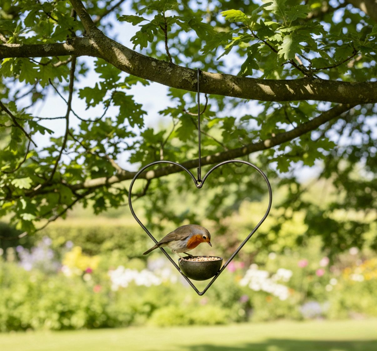 Hanging Heart Steel Birdfeeder Made in the UK