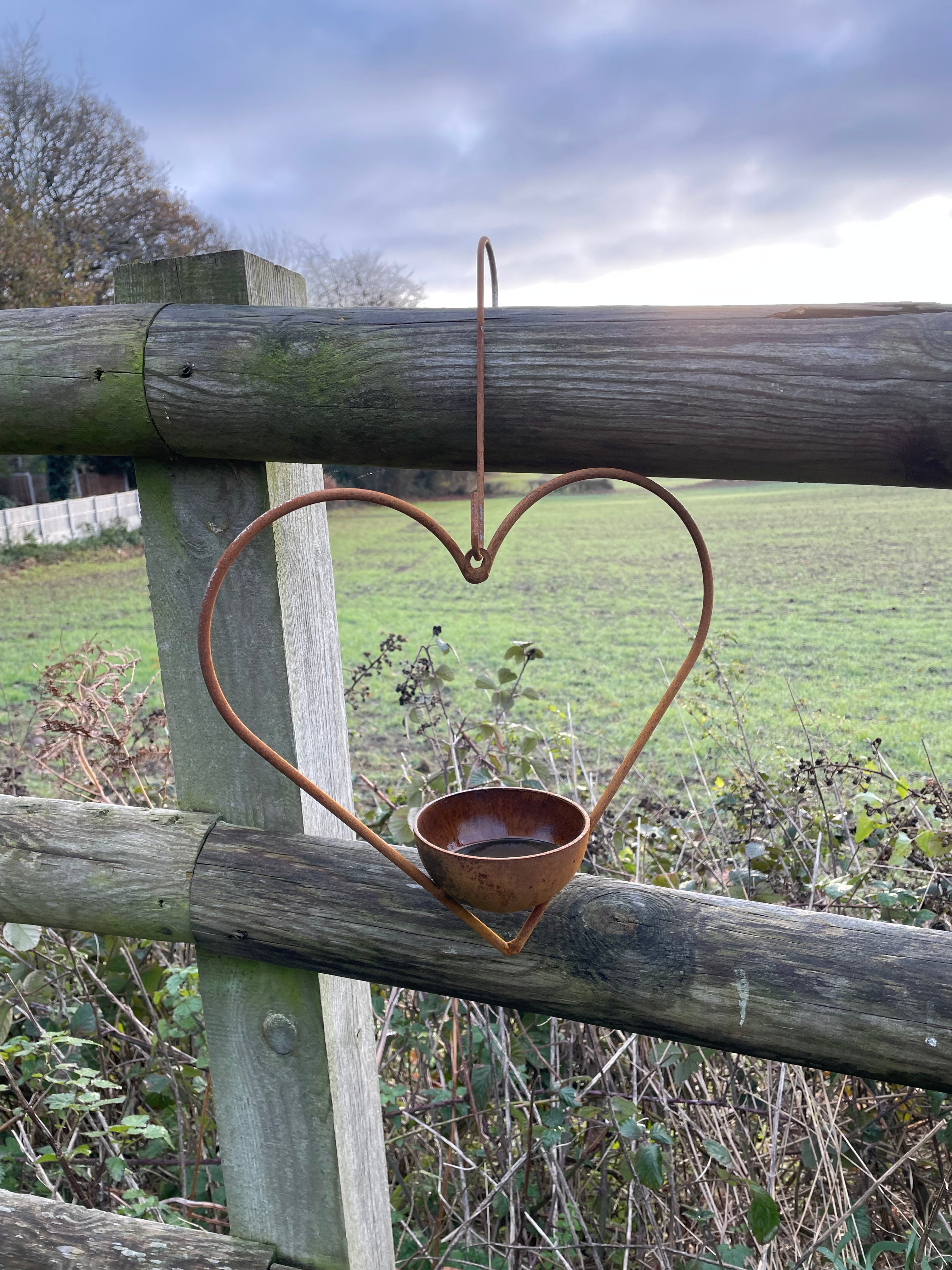 Hanging Heart Steel Birdfeeder Made in the UK