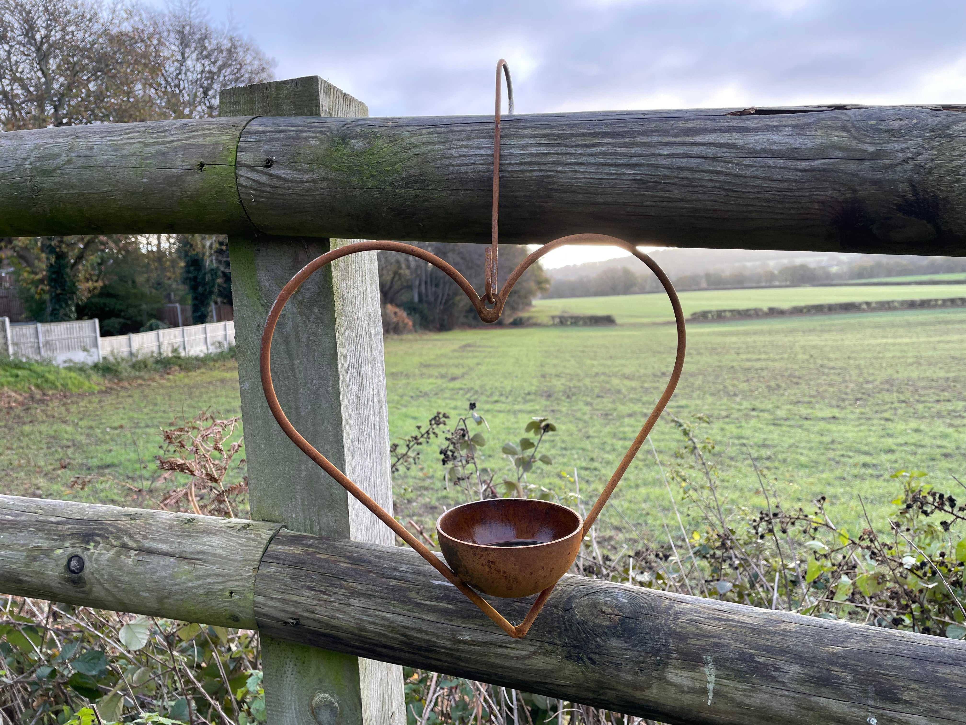 Hanging Heart Steel Birdfeeder Made in the UK