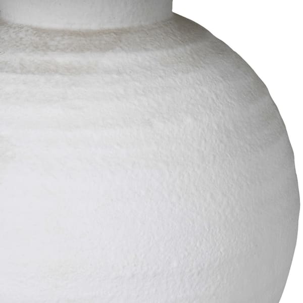 White Terracotta Ball Table Lamp with Linen Shade