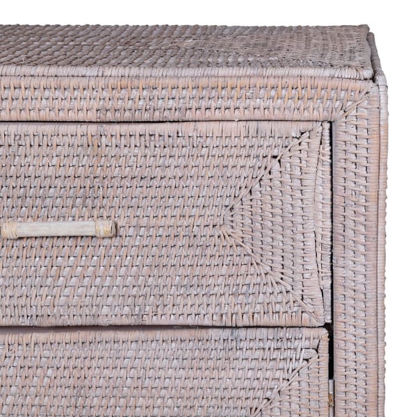 White Wash Rattan Two Drawer Two Door Chest