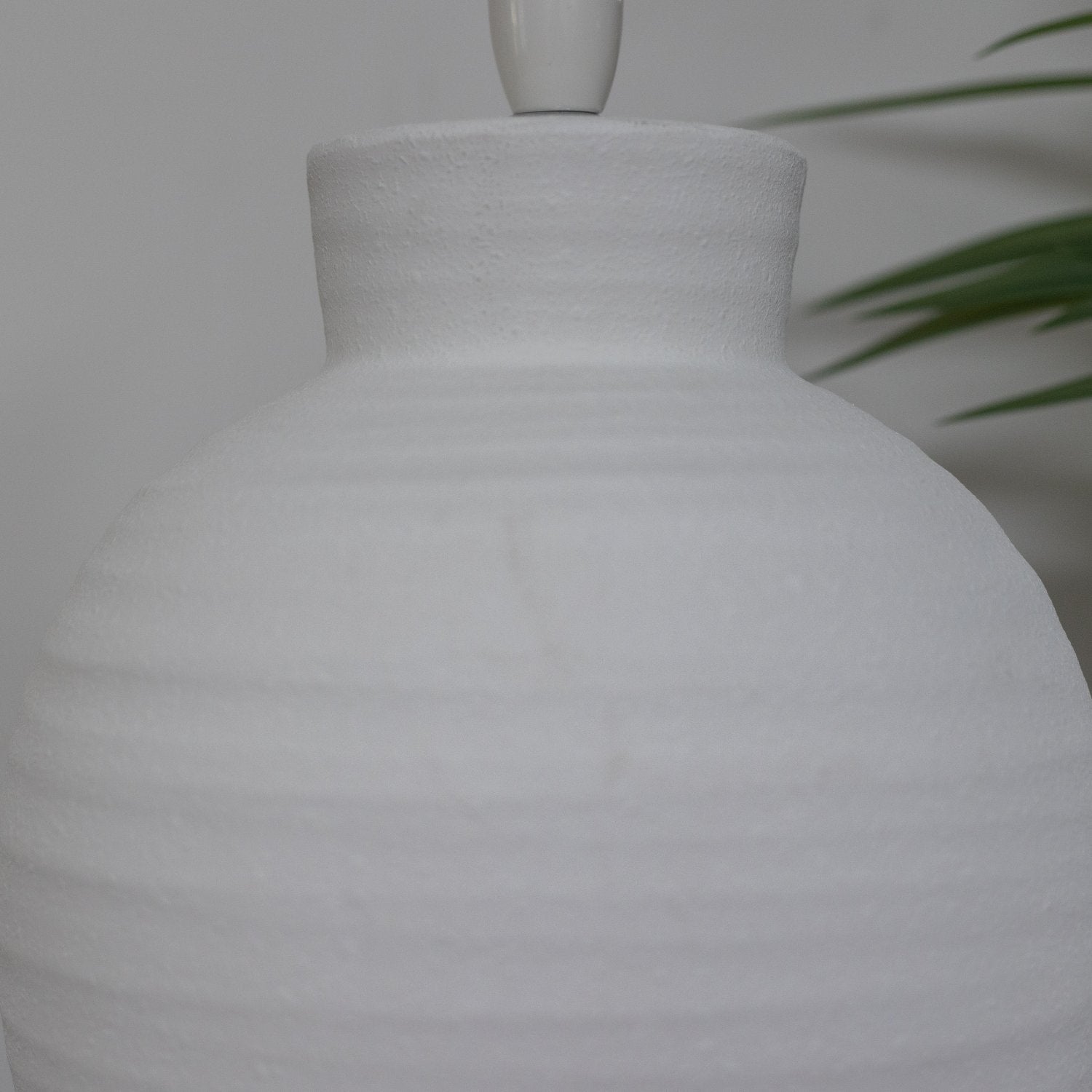 White Terracotta Ball Table Lamp with Linen Shade