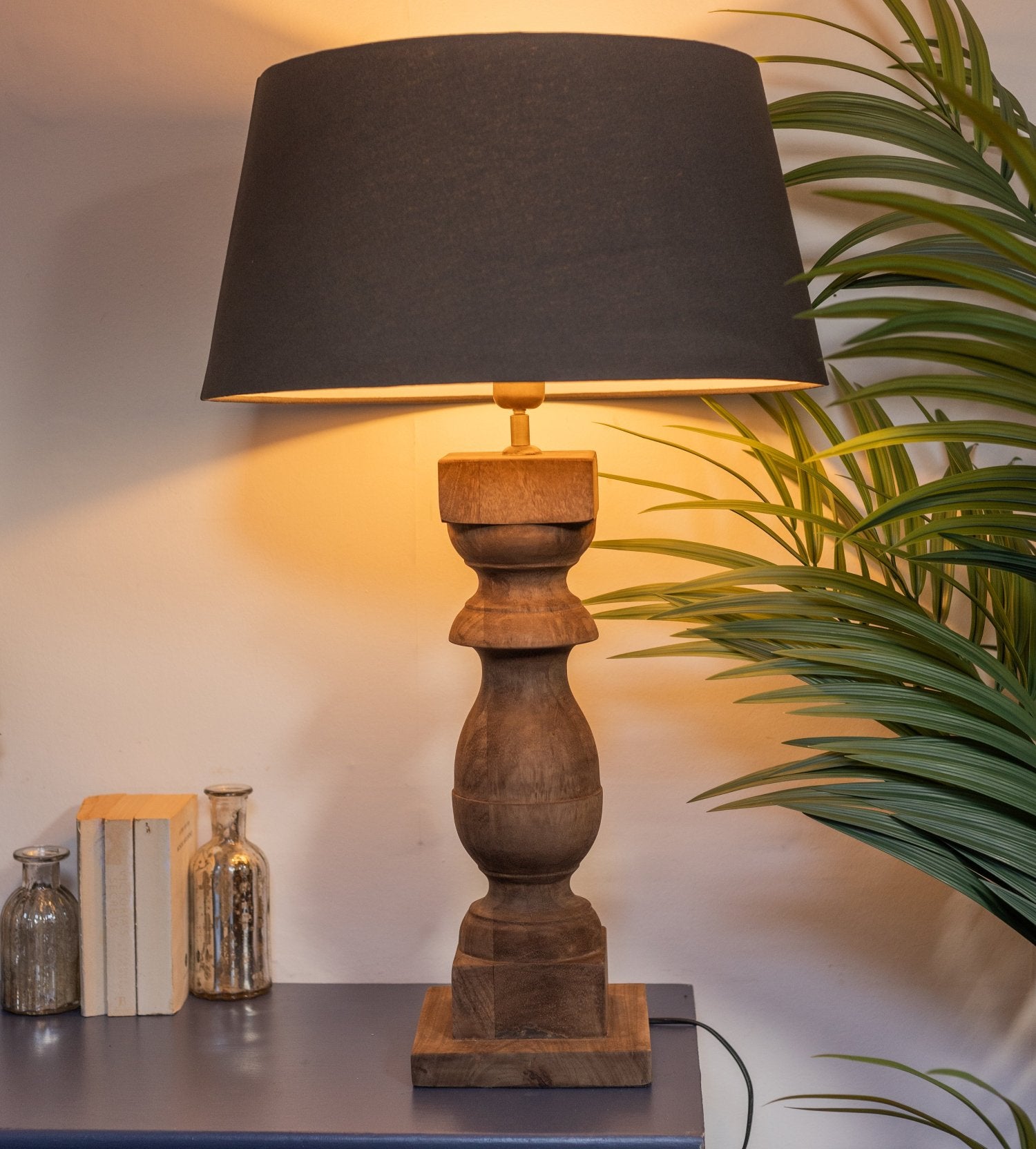 Weathered Wooden Block Table Lamp